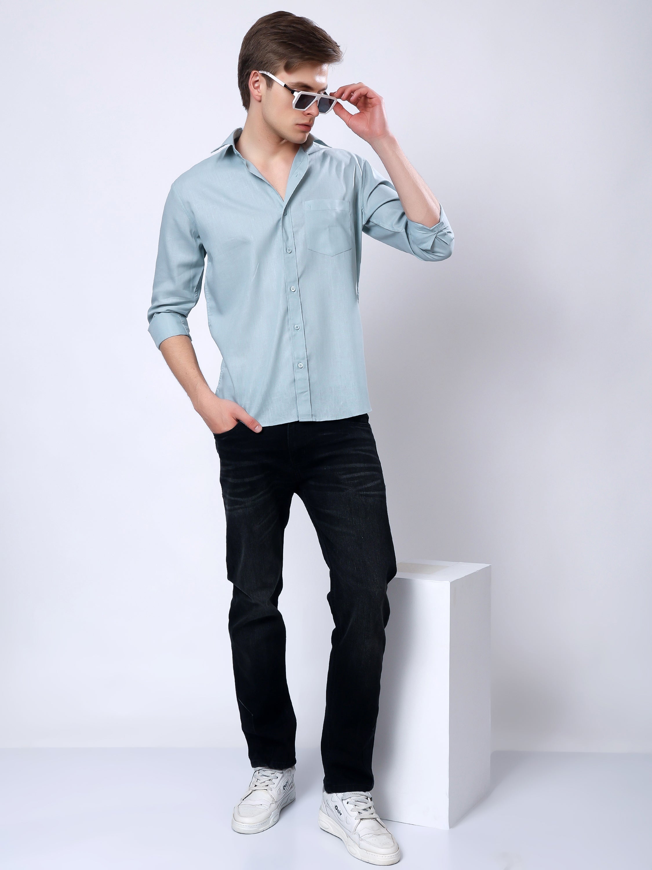 Stylox Men’s Regular Fit Full Sleeve Solid Casual Shirt - Stylox