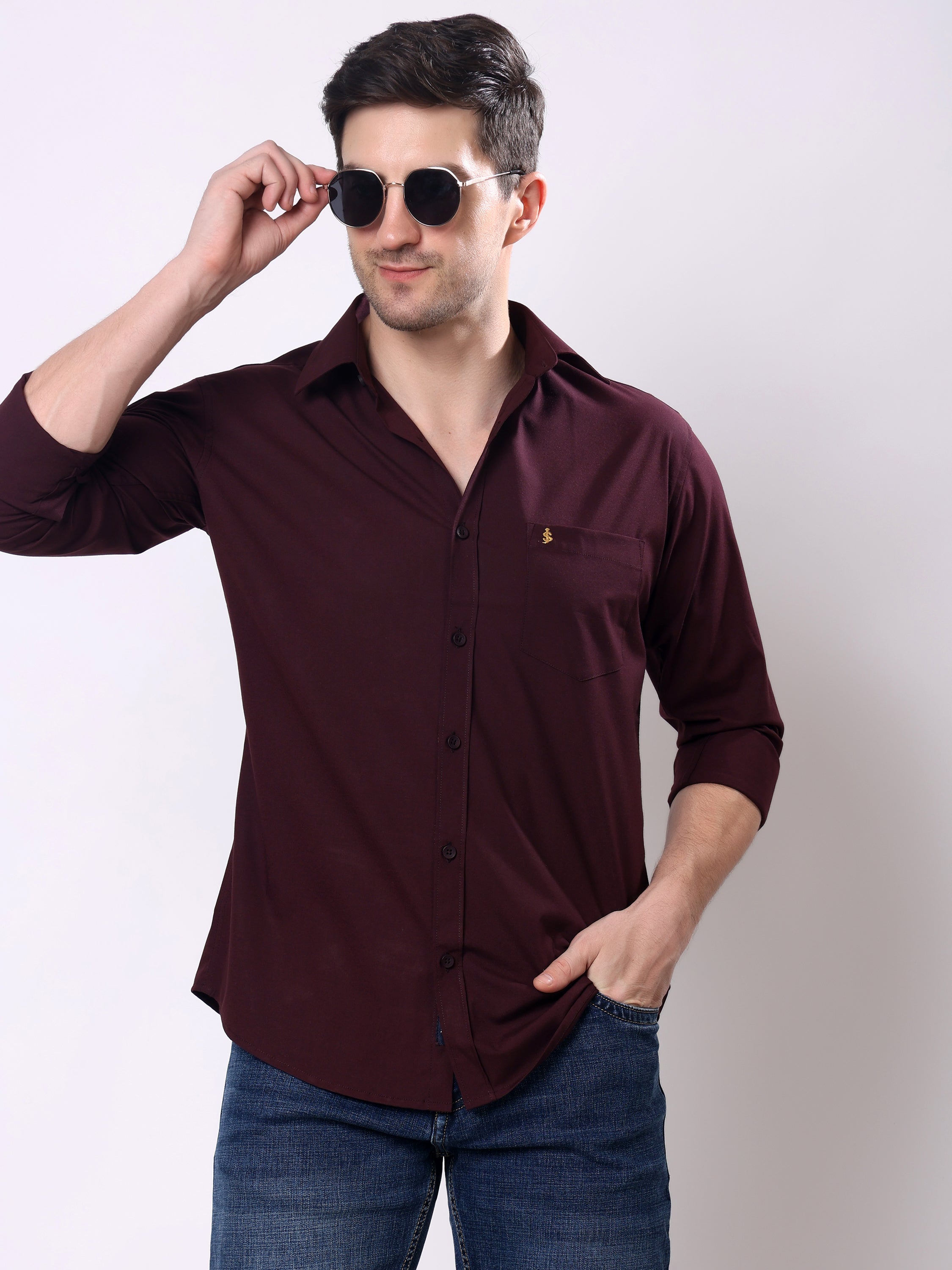 Stylox Men’s Regular Fit Full Sleeve Solid Casual Shirt - Stylox
