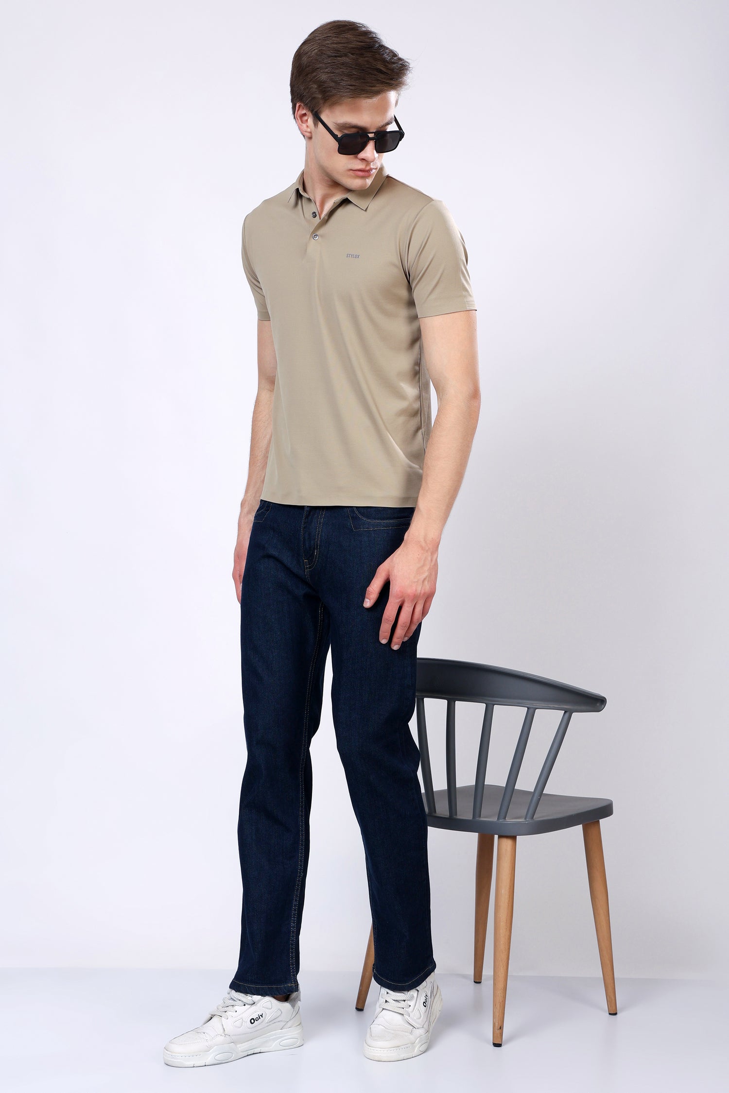 Stylox Men’s Mid-Rise Comfort Fit Dark Blue Stretchable Denim Jeans - Stylox