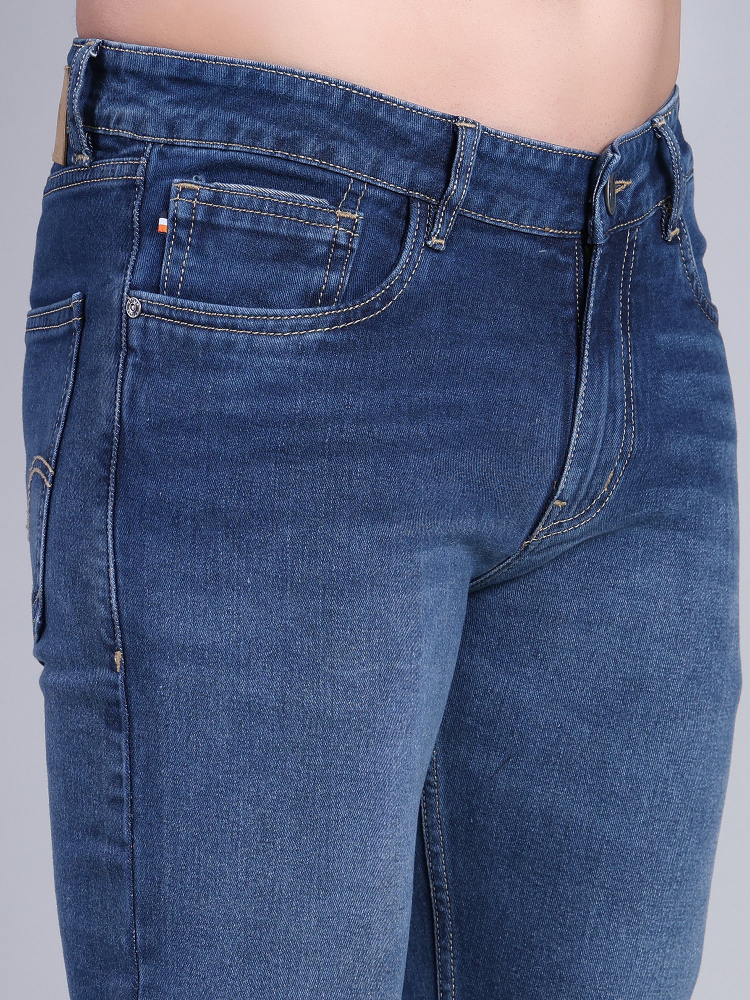 Stylox Men’s Slim Fit Mid Rise Stretchable Casual Denim Jeans-Blue - Stylox