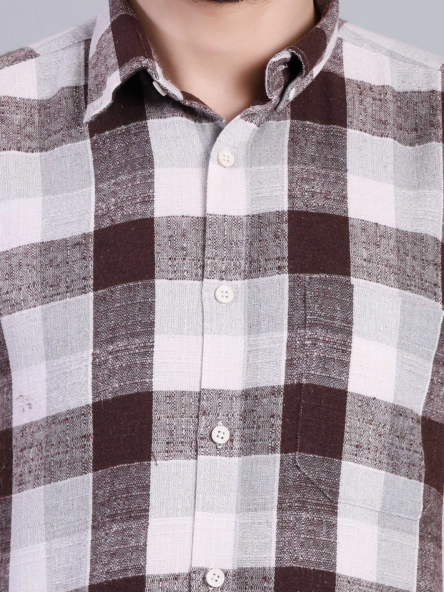 Stylox Men’s Checkered Full Sleeve Casual Shirt-Dark Brown - Stylox