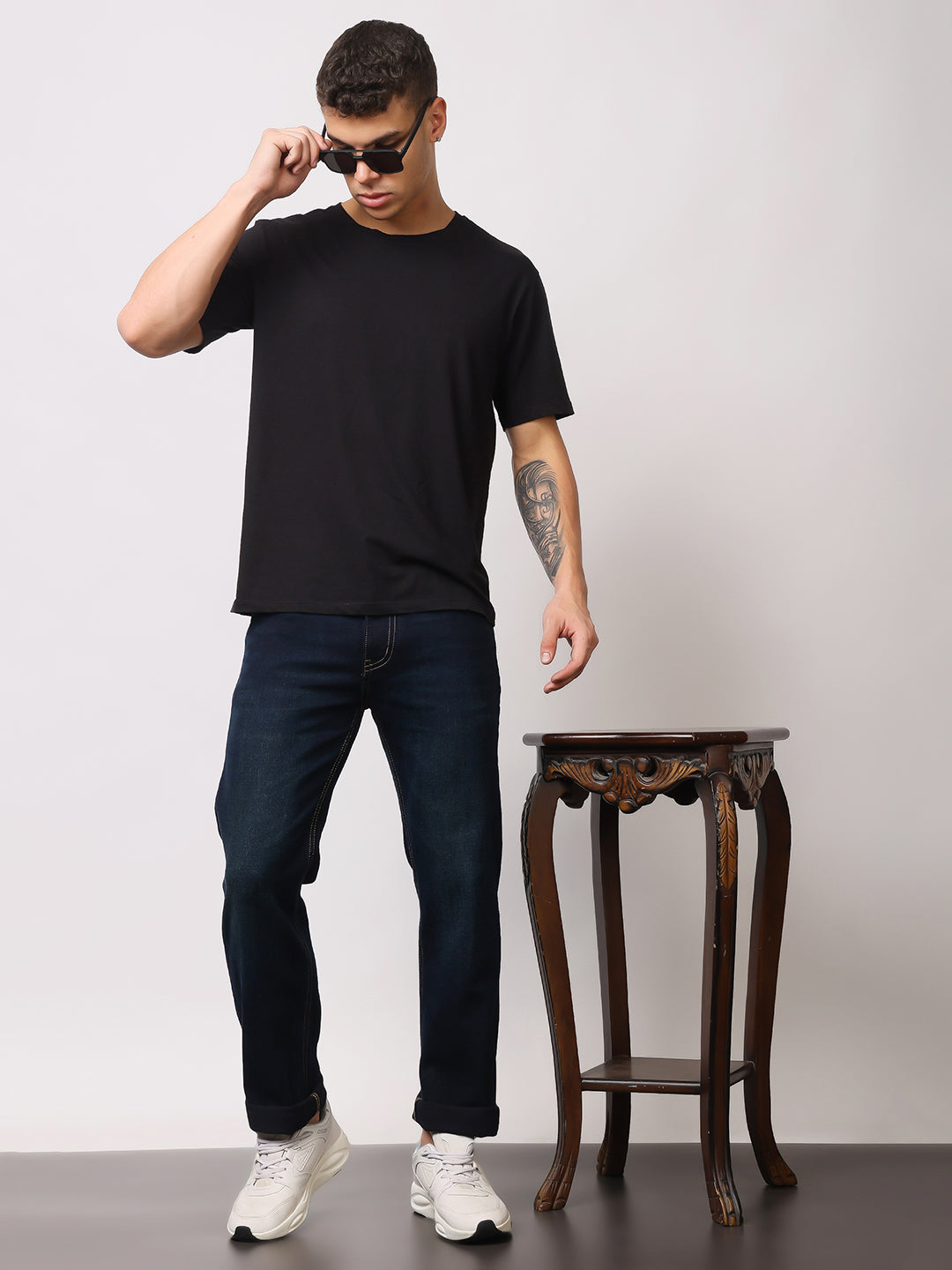 Stylox Men’s Comfort Fit Mid Rise Premium Stretchable Solid Jeans - Stylox
