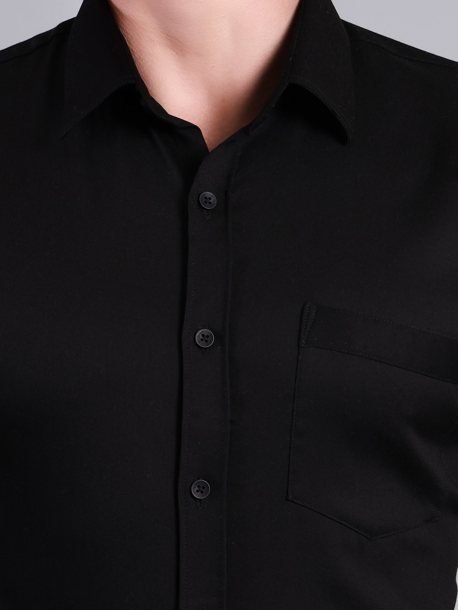 Stylox Men’s Regular Fit Black Solid Full Sleeve Casual Shirt - Stylox