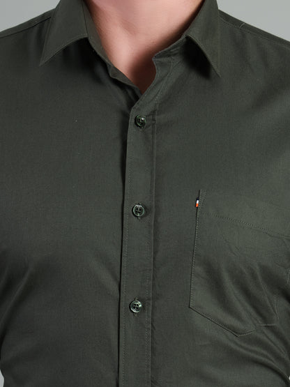 Stylox Men’s Regular Fit Solid Oxford Casual Shirt-Green - Stylox