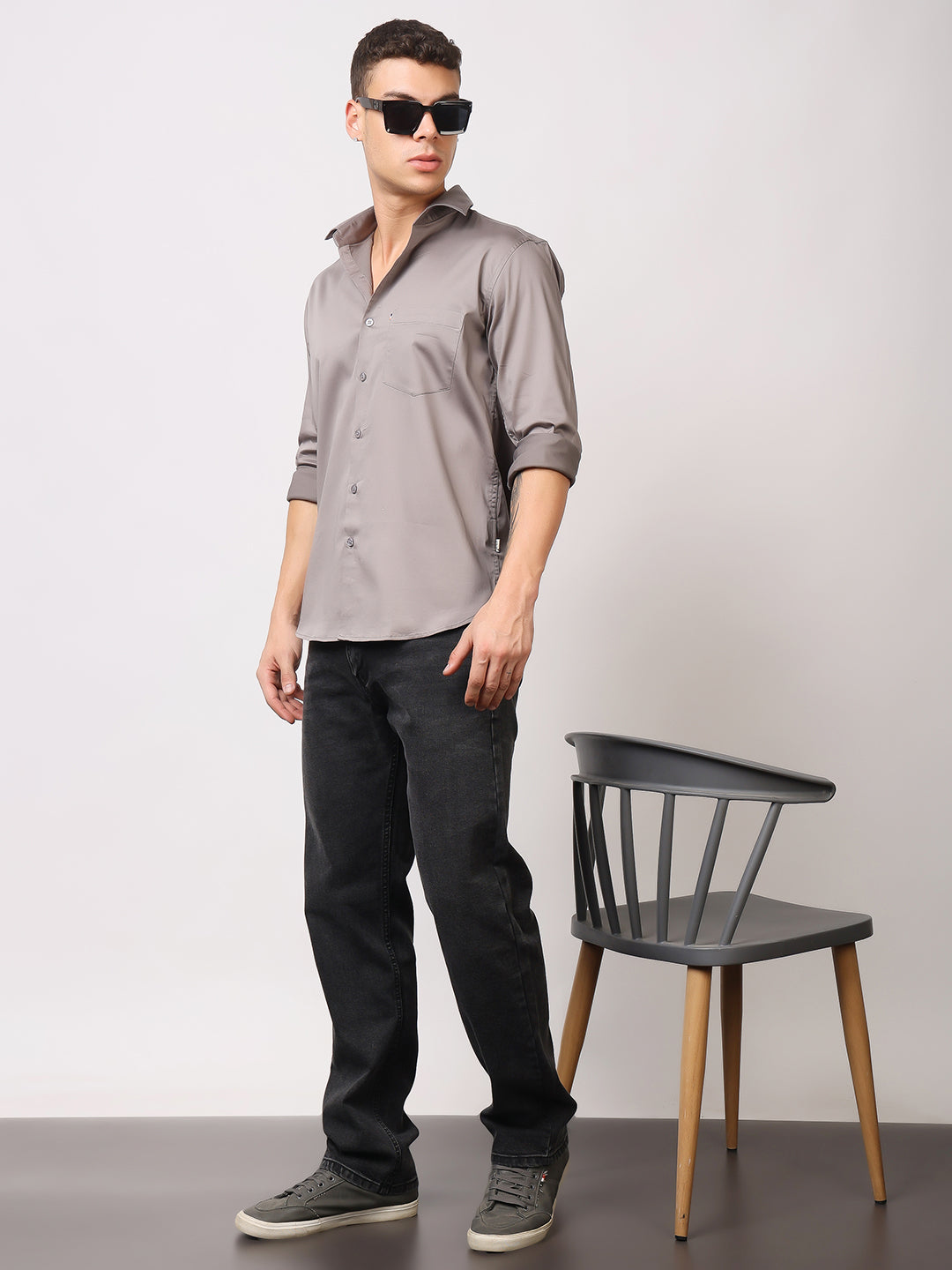 Stylox Men's Full Sleeve Solid Partywear Casual Shirt – Premium Shine Finish Cotton Blend Regular Fit Shirt for Stylish Evening & Occasion Wear - Stylox