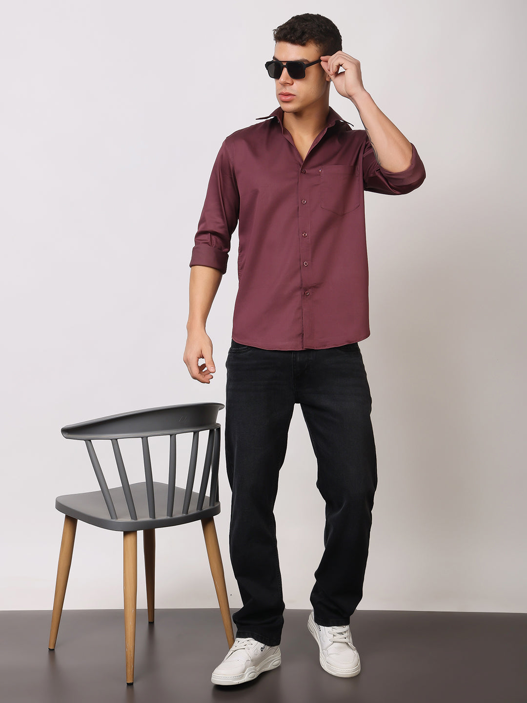 Stylox Men's Full Sleeve Solid Partywear Casual Shirt – Premium Shine Finish Cotton Blend Regular Fit Shirt for Stylish Evening & Occasion Wear - Stylox