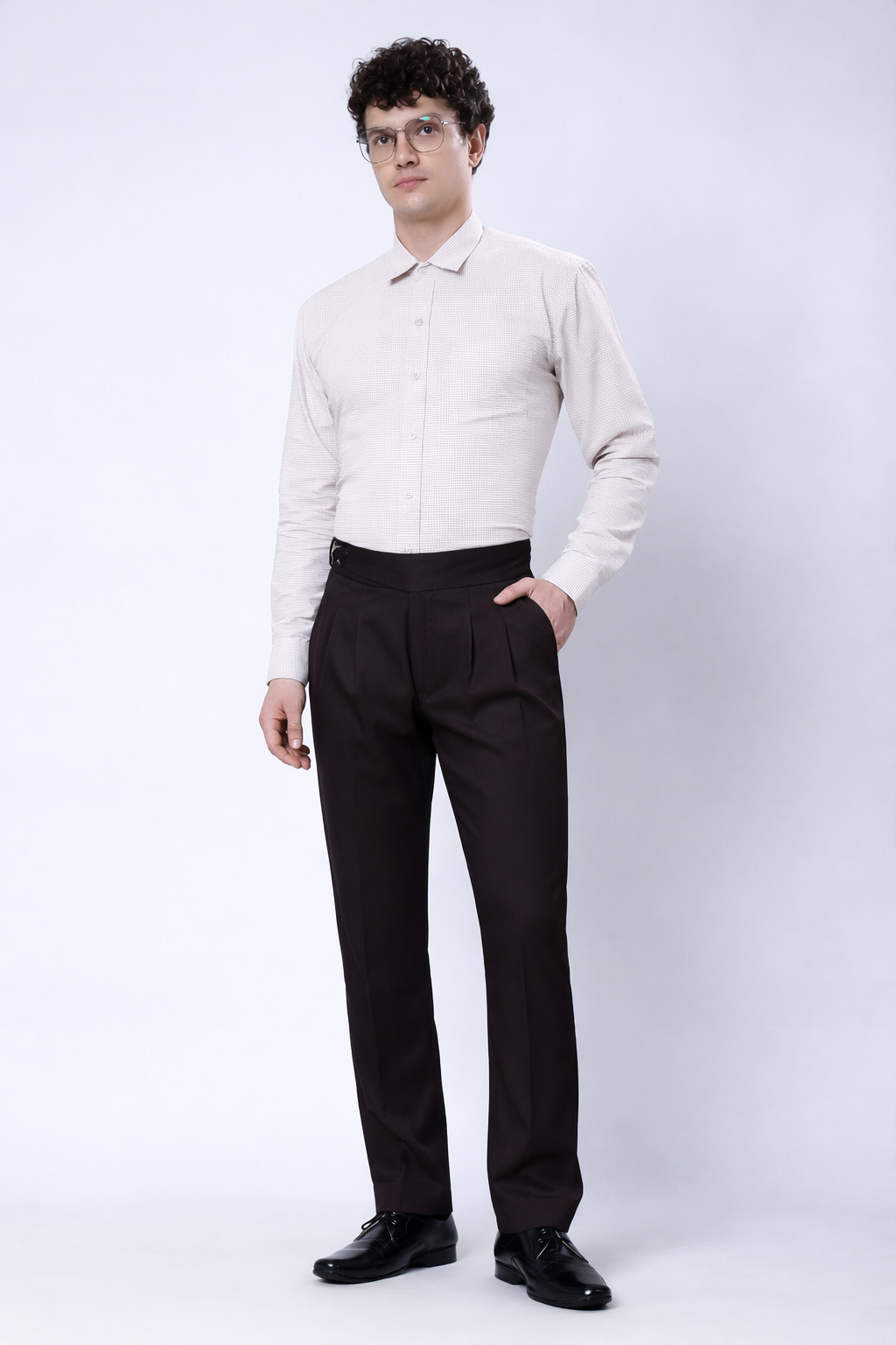 Stylox Men’s Slim Fit Gorkha Trouser with Pleated Front & Side Adjuster Waist-Black - Stylox