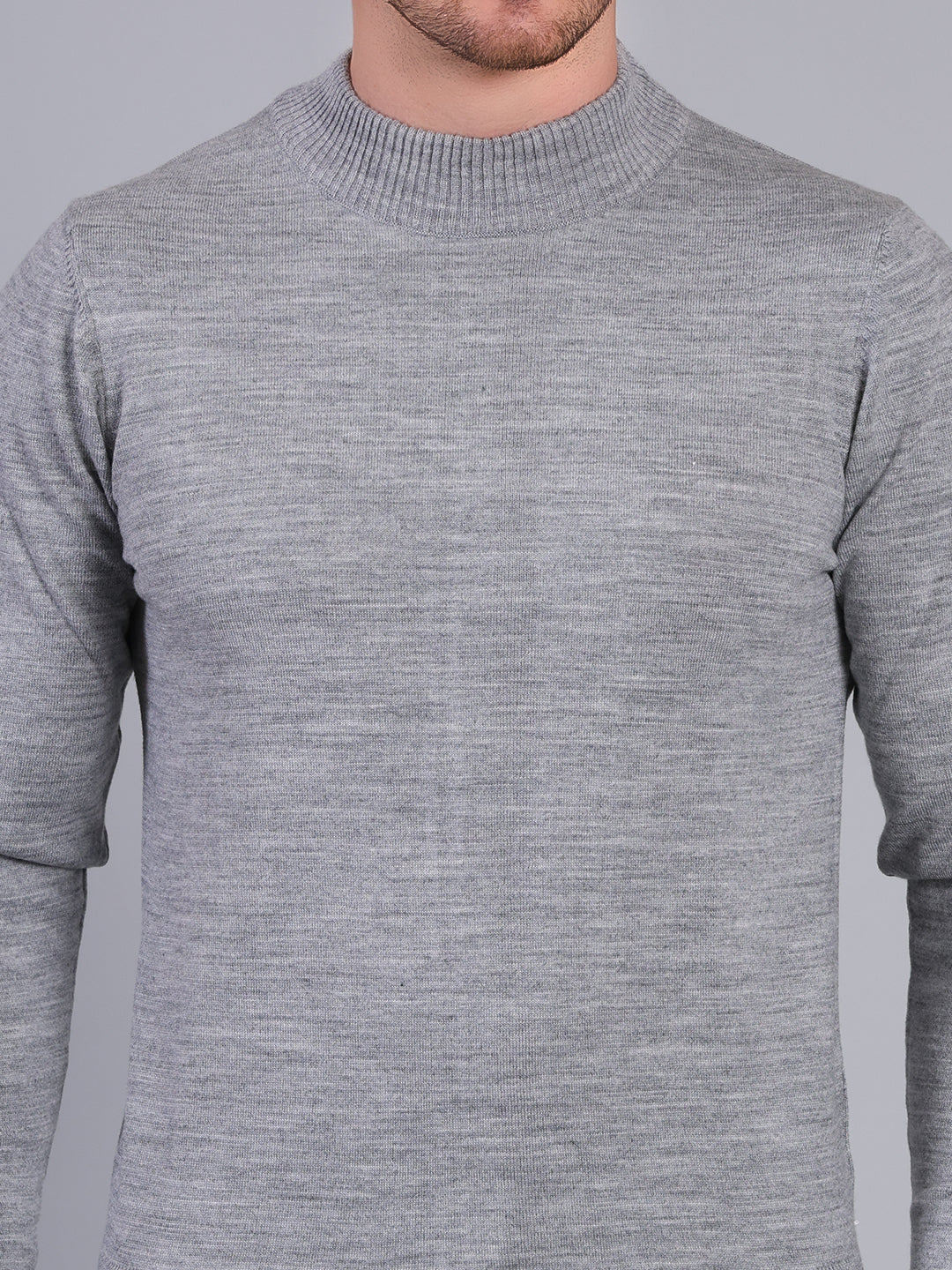 Stylox Men’s Solid Winter Sweater | Soft Knit Full Sleeve Pullover | Classic Casual Wear (Grey Melange) - Stylox