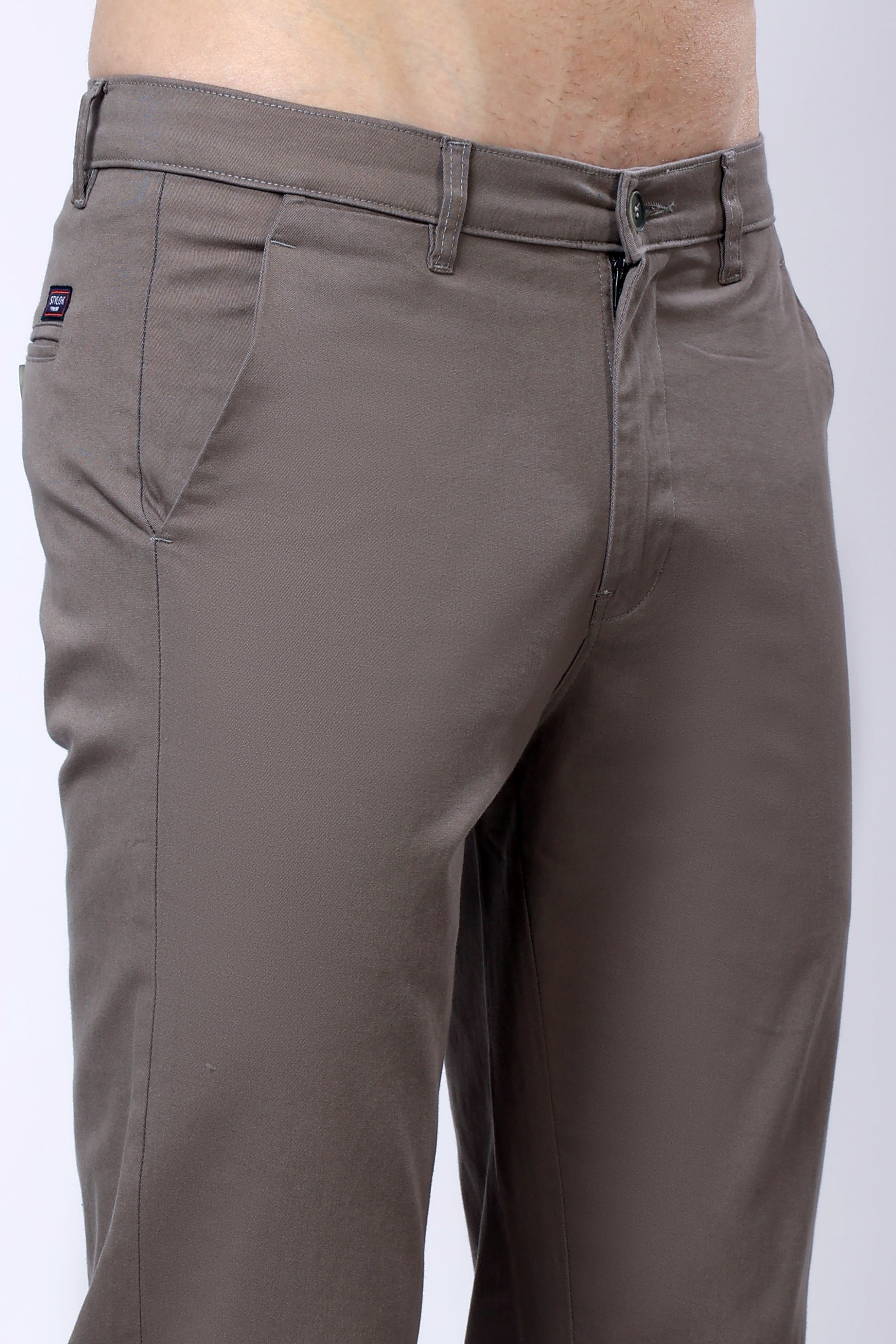 Stylox Men’s Straight Fit Casual Trousers with Comfort-Dark Grey - Stylox