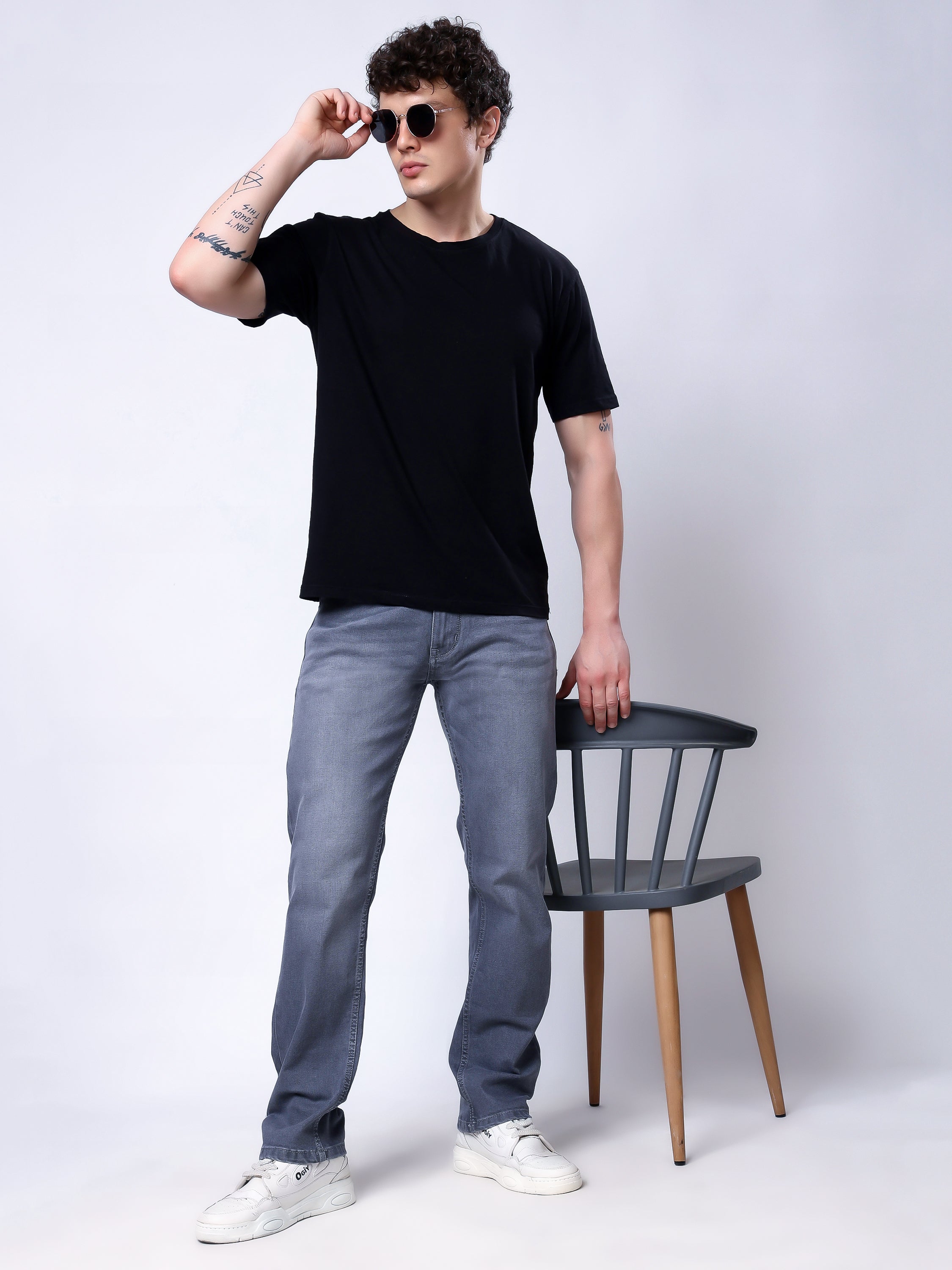 Stylox Men’s Slim Fit Stretchable Grey Denim Jeans - Stylox