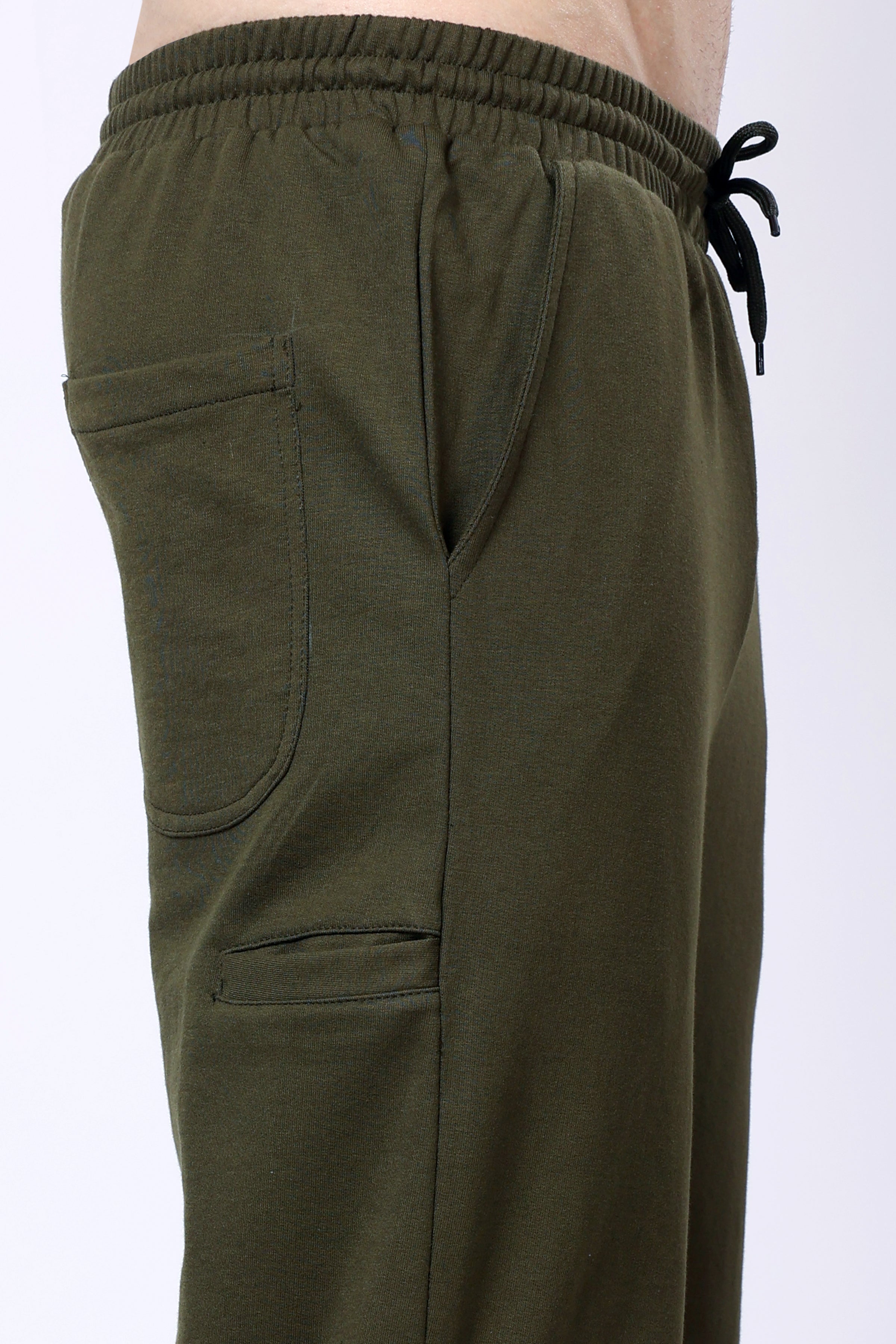 Stylox Men’s Regular Fit Terry Fabric Trackpant with Drawstring Waist-Olive - Stylox