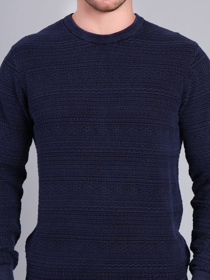 Stylox Men’s Winter Textured Sweater | Full Sleeve Round Neck Knit Pullover | Warm Casual Wear