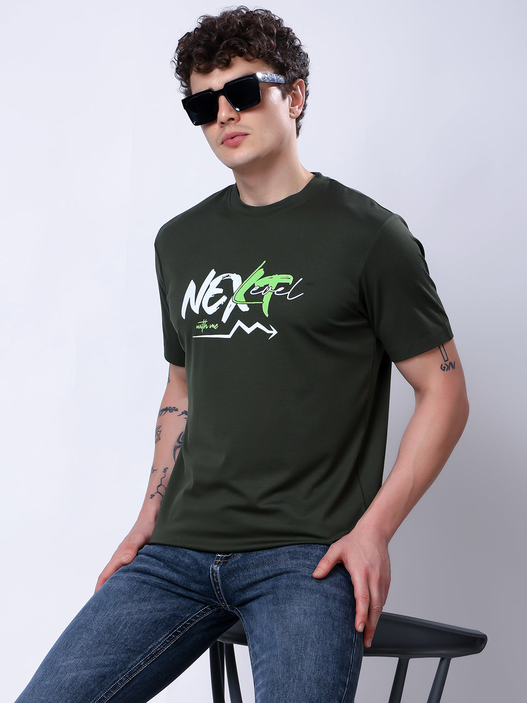 Stylox Next Level Motivational Graphic T-Shirt for Men-Olive - Stylox