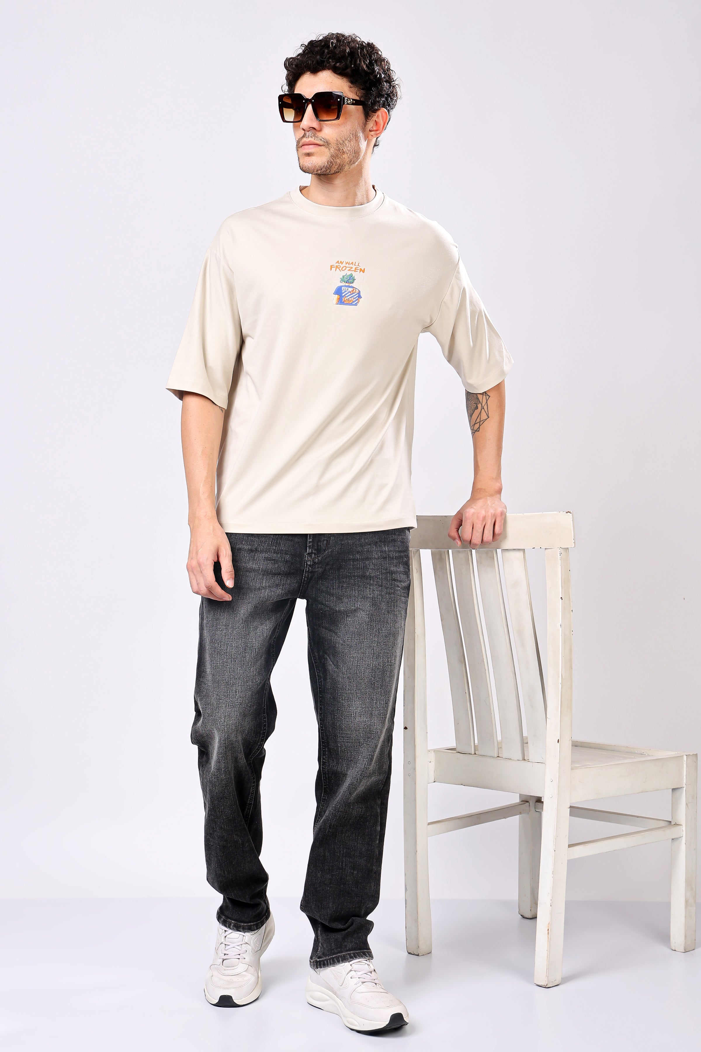Stylox Men’s Oversized Round Neck Half Sleeve Back Printed T-Shirt | Premium Cotton Loose Fit Graphic Tee for Streetwear & Casual Style - Stylox