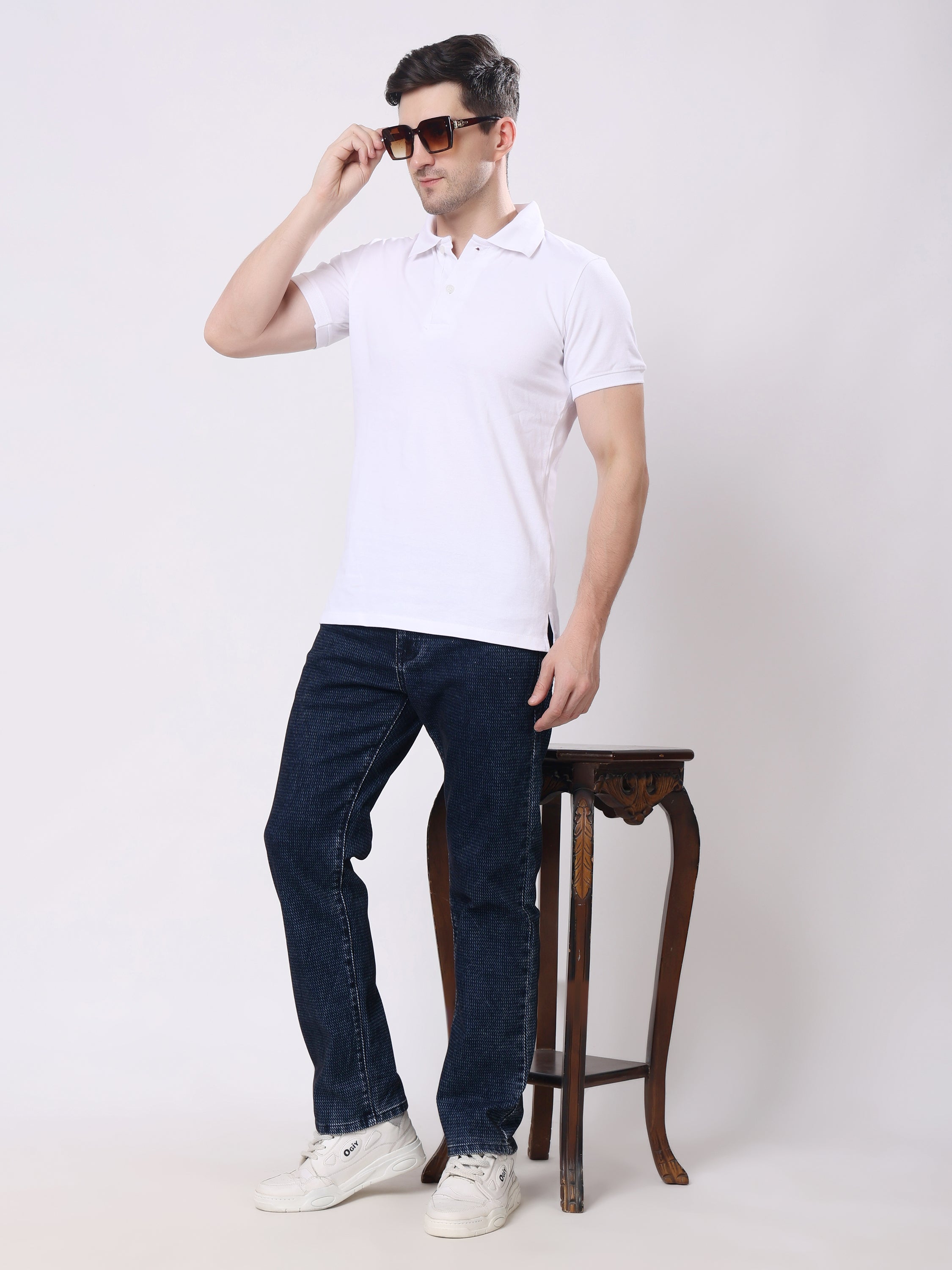 Stylox Men’s Premium Stretchable Comfort Fit Textured Denim Jeans - Stylox