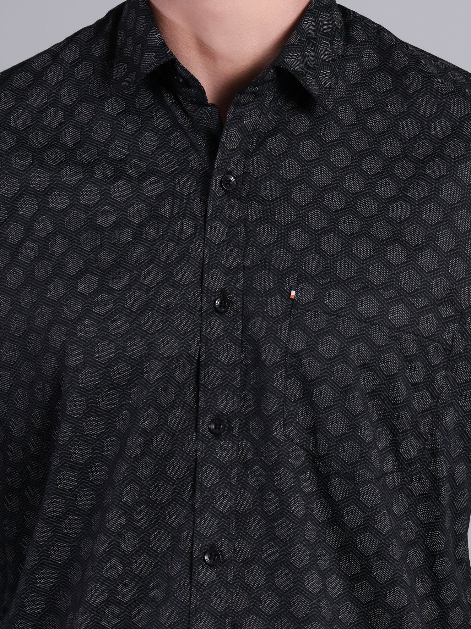 Stylox Men’s Printed Casual Shirt | Slim Fit Full Sleeve Shirt for Men-Black - Stylox