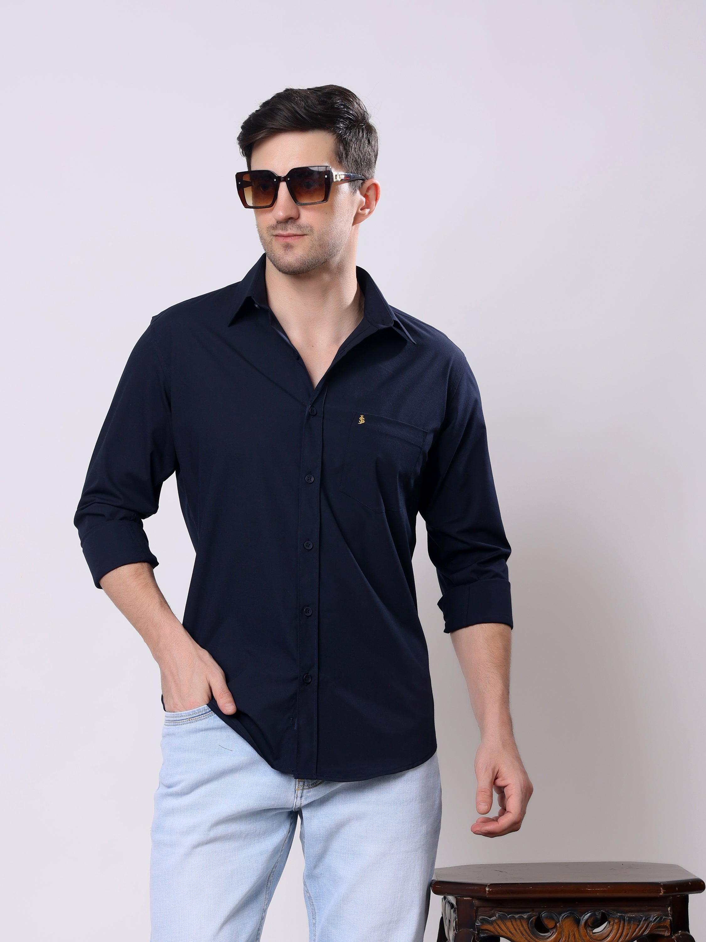 Stylox Men’s Regular Fit Full Sleeve Solid Casual Shirt - Stylox