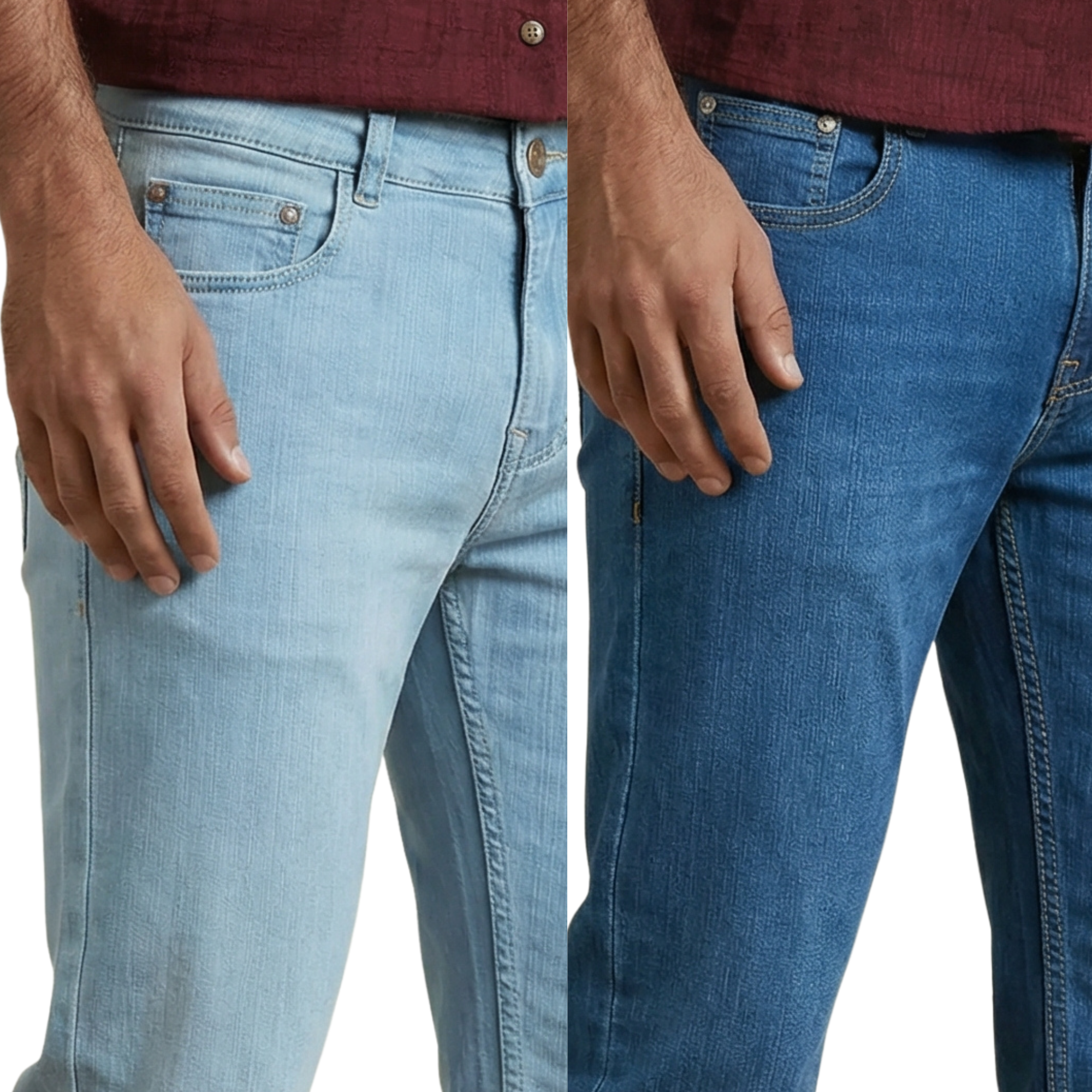 Stylox Straight Fit Denim Jeans – Pack of 2 (Mid Blue & Light Blue) - Stylox