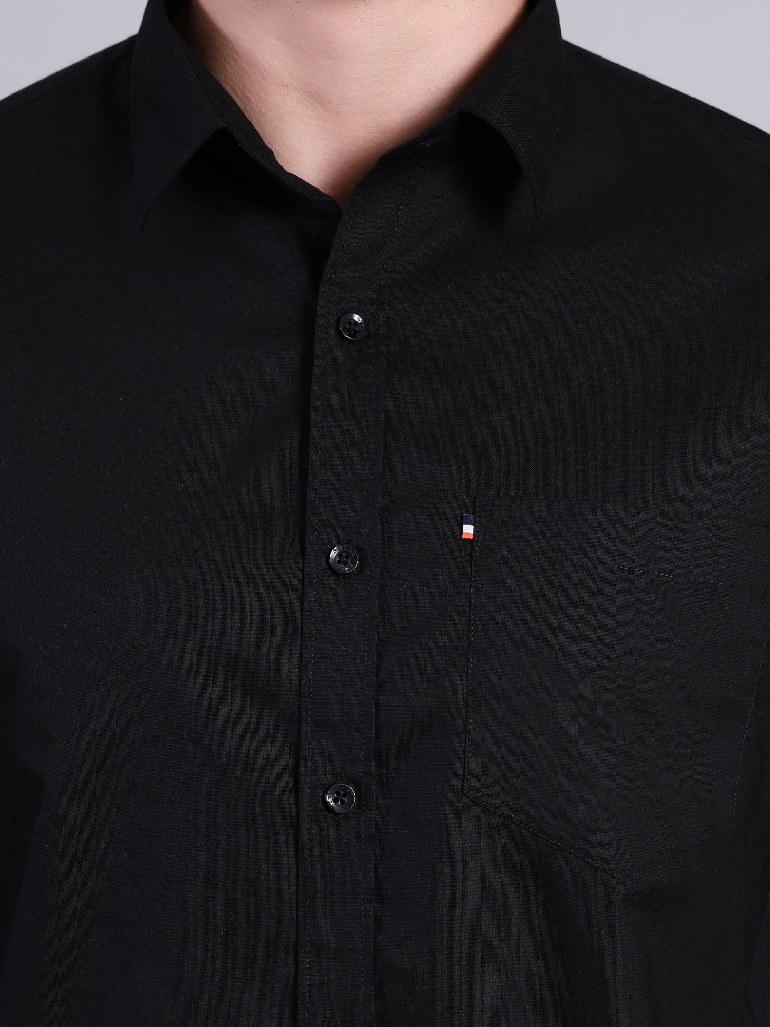 Stylox Men’s Regular Fit Solid Oxford Casual Shirt-Black - Stylox