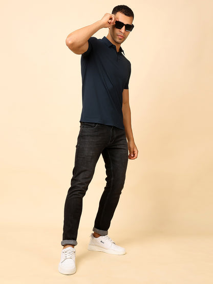 Stylox Premium Stretchable Nylon-Spandex Solid Polo T-Shirt – Sleek Comfort &amp; Performance