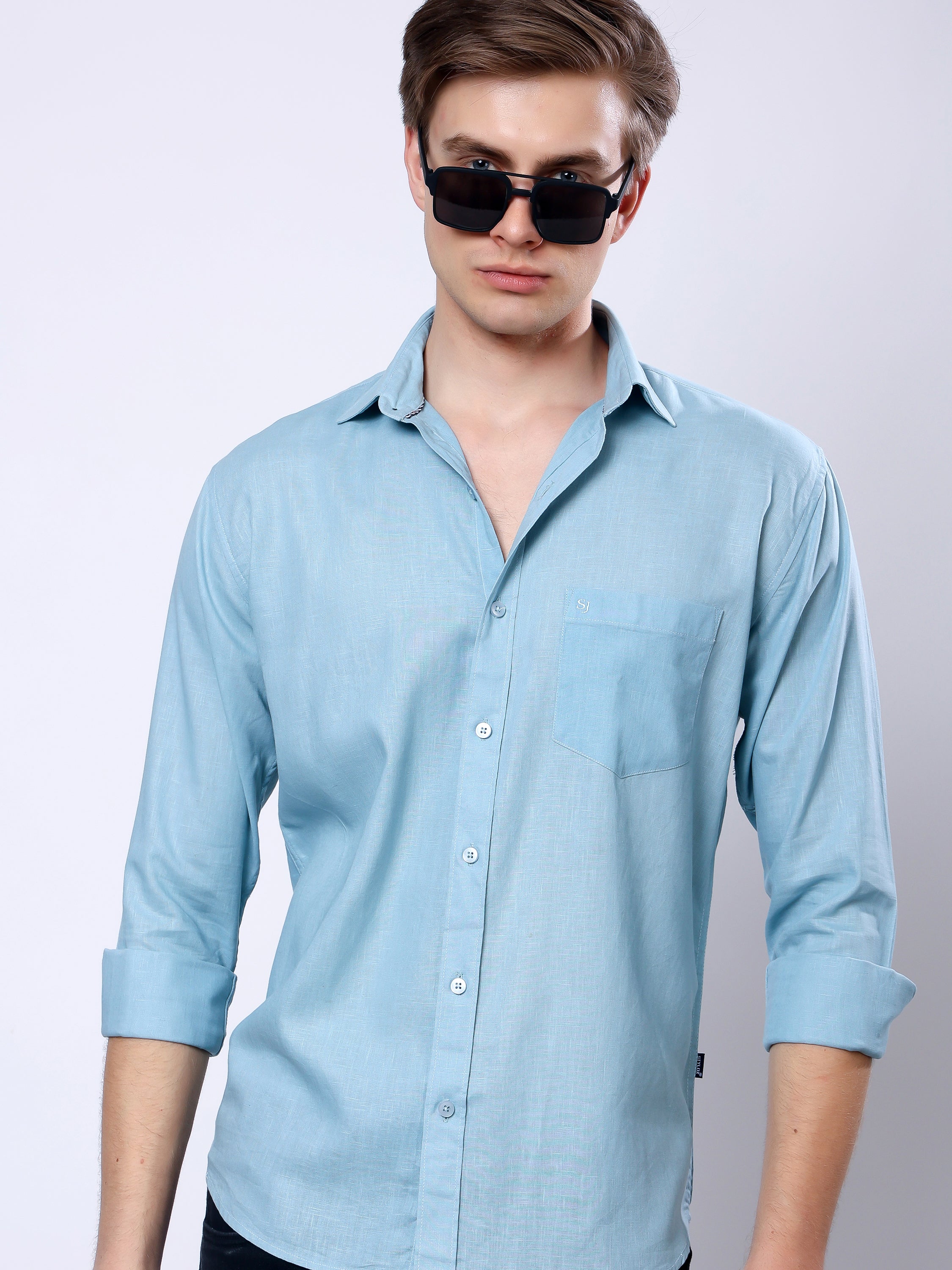 Stylox Men’s Regular Fit Full Sleeve Solid Casual Shirt - Stylox