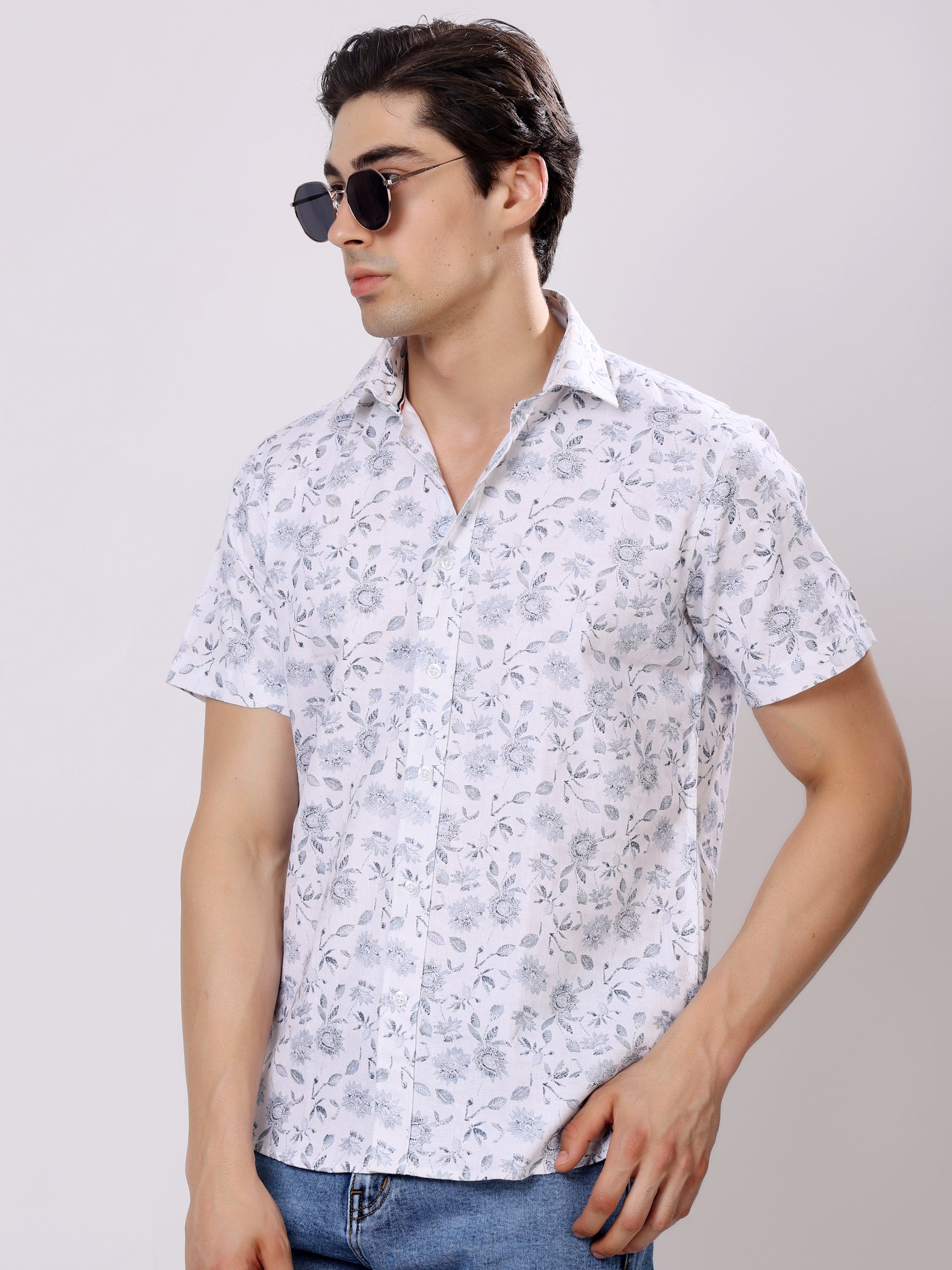 Stylox Men’s Regular Fit Half Sleeve Stylish Floral Printed Casual Summer Shirt - Stylox