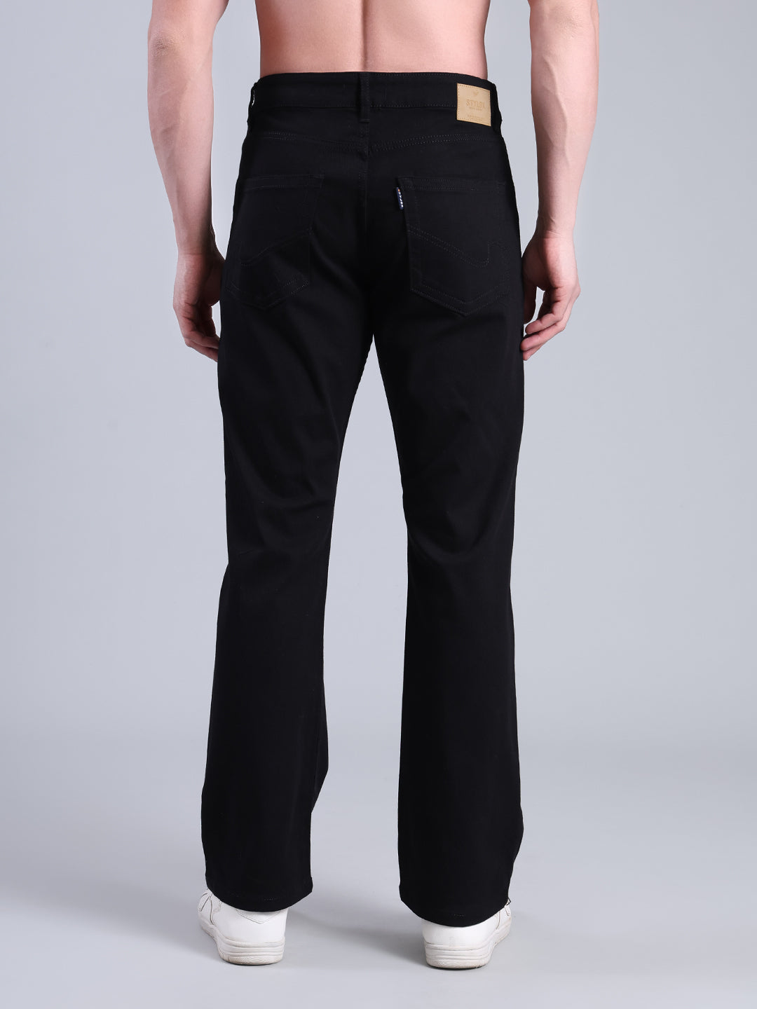 Stylox Men’s Bootcut Fit Mid-Rise Solid Denim Jeans (Black) - Stylox