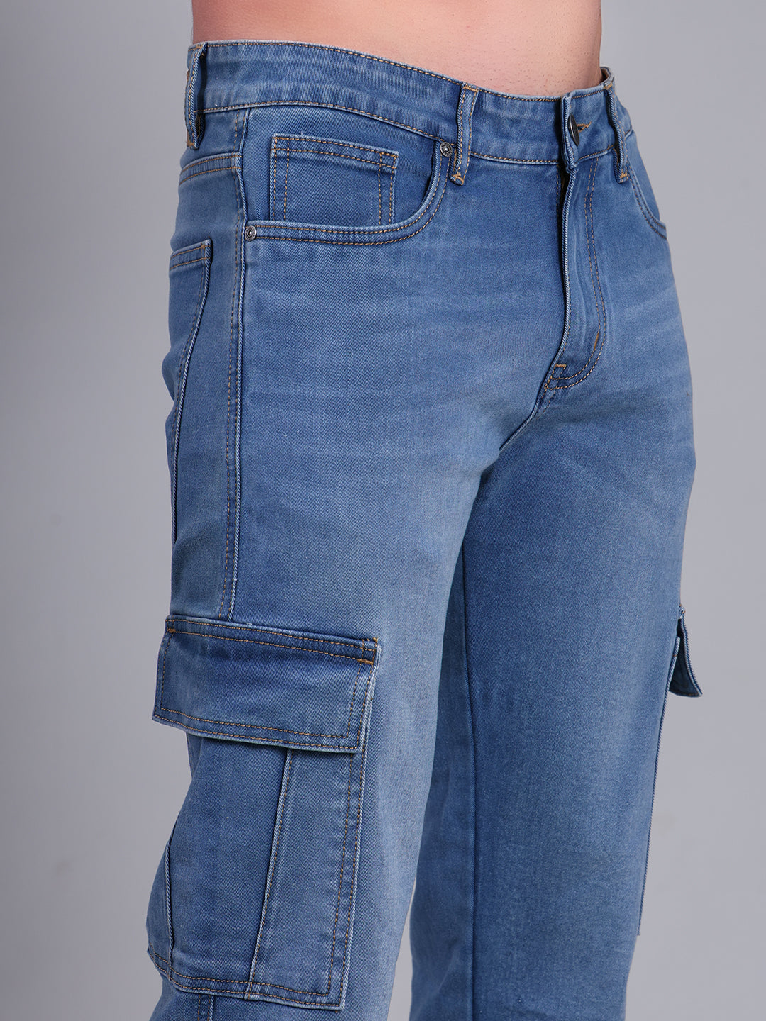 Stylox Men’s Cargo Jeans | Utility Denim with Multiple Pockets | Regular Fit Stretch Cargo Jeans for Men