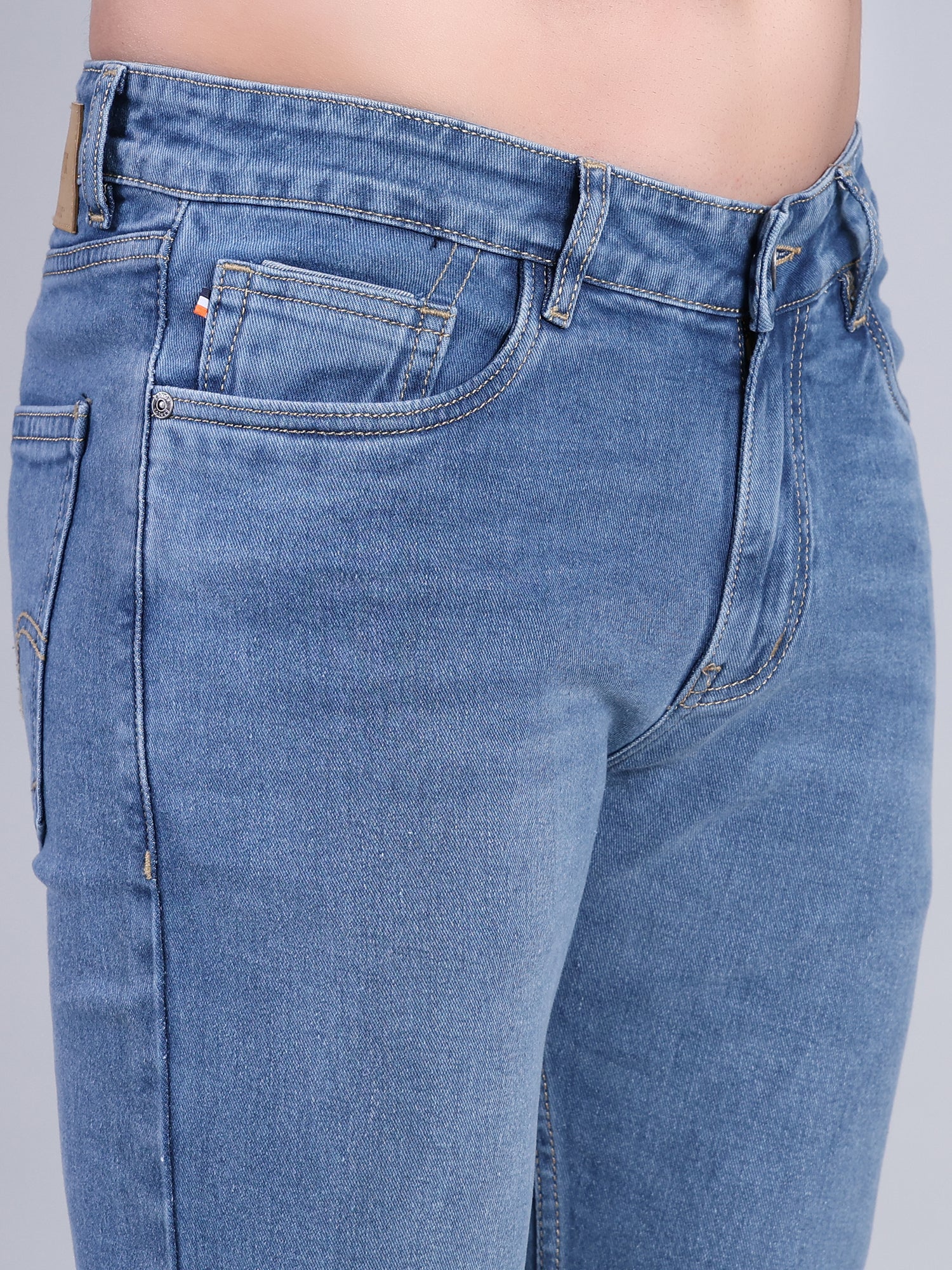 Stylox Men’s Slim Fit Mid Rise Stretchable Casual Denim Jeans-Mid Light Blue - Stylox