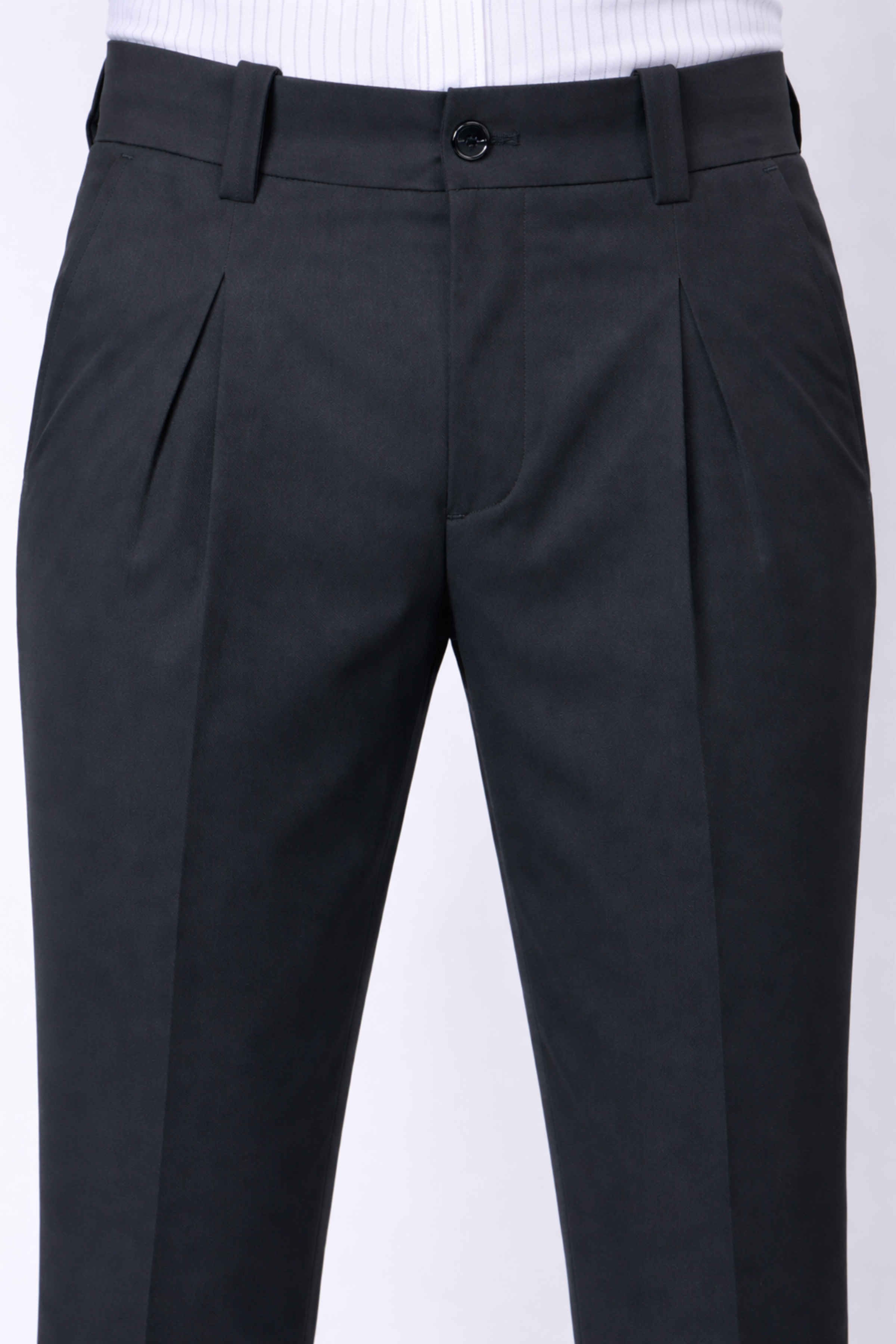 Stylox Men’s Slim Fit Pleated Formal Trousers – Premium Office Wear Pants with Side Pockets-Dark Grey - Stylox