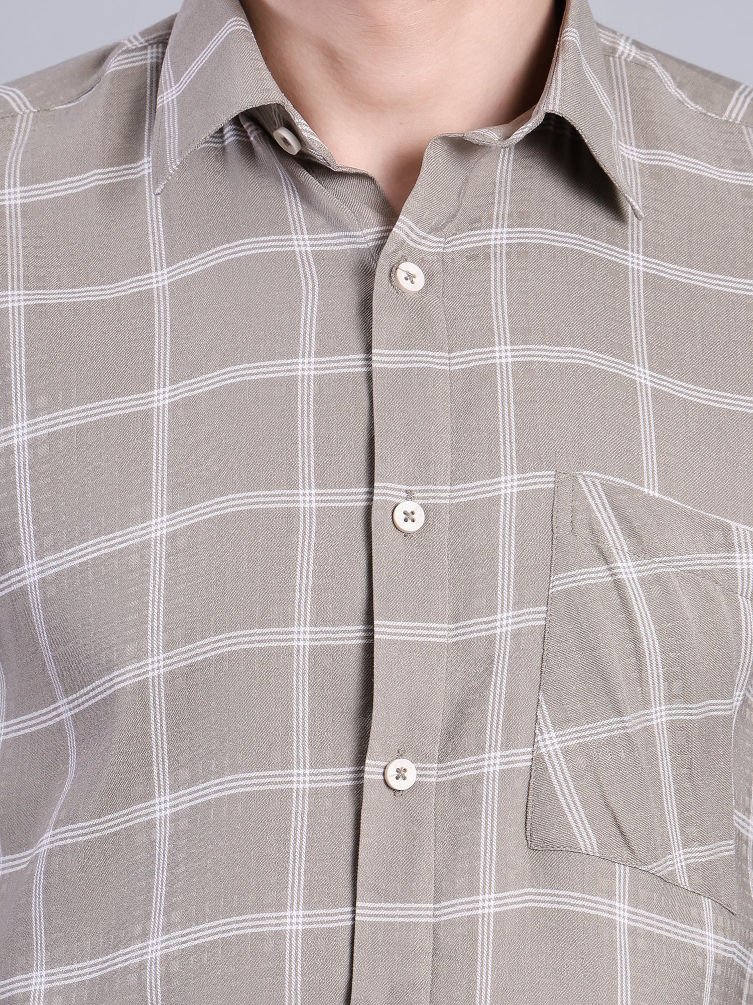 Stylox Men’s Checkered Full Sleeve Casual Shirt-Light Olive - Stylox