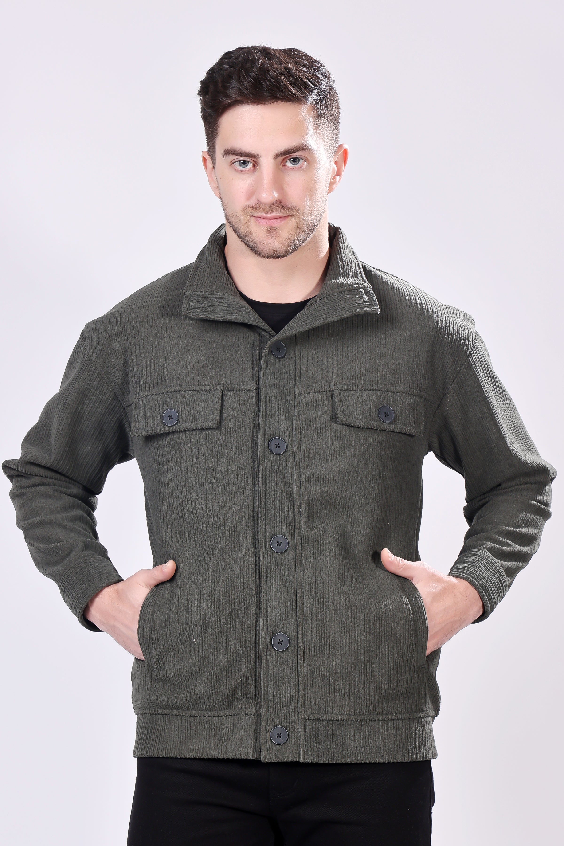 STYLOX Men's Solid Fullsleeve Fleece Shacket - Stylox