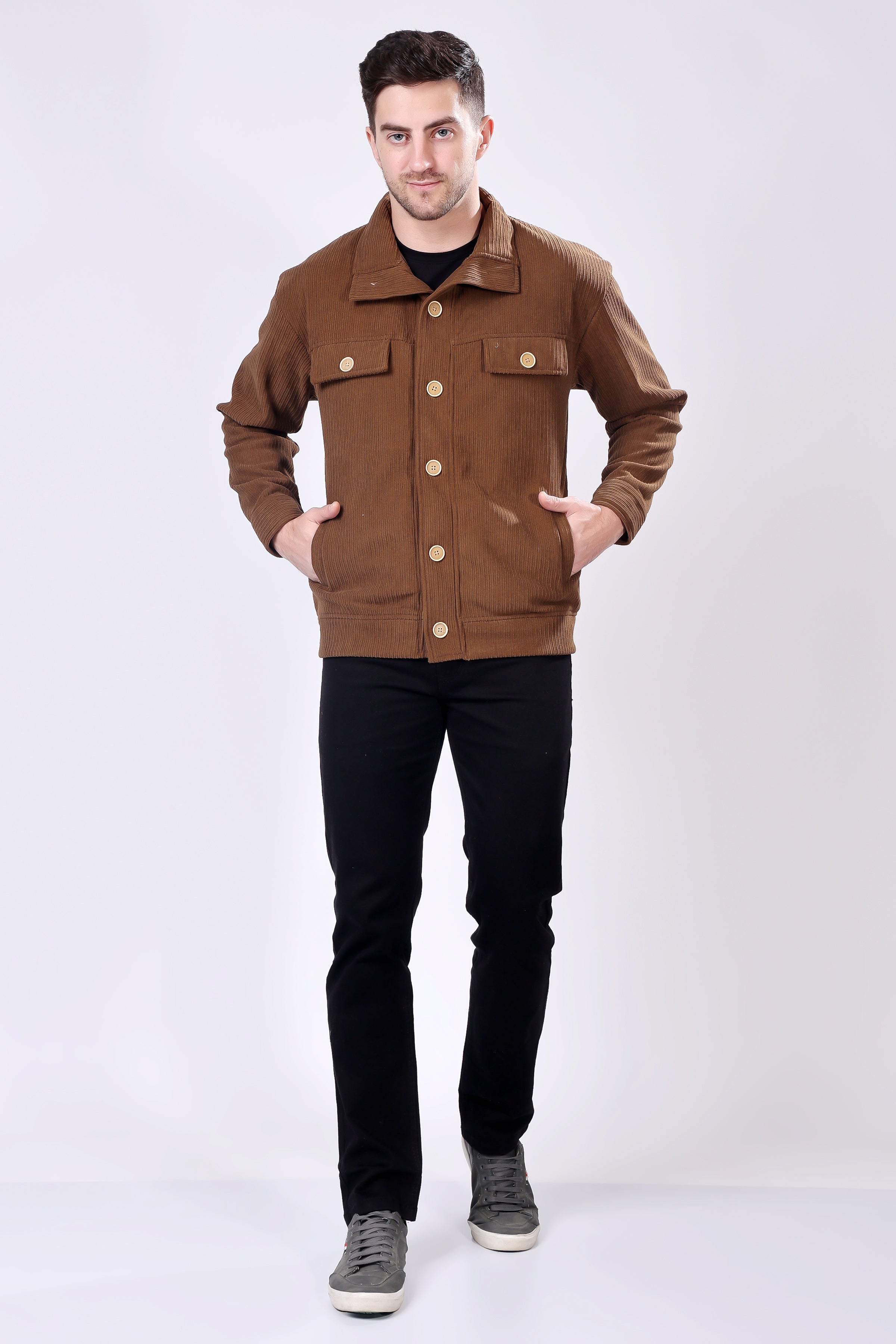 STYLOX Men's Solid Fullsleeve Fleece Shacket - Stylox