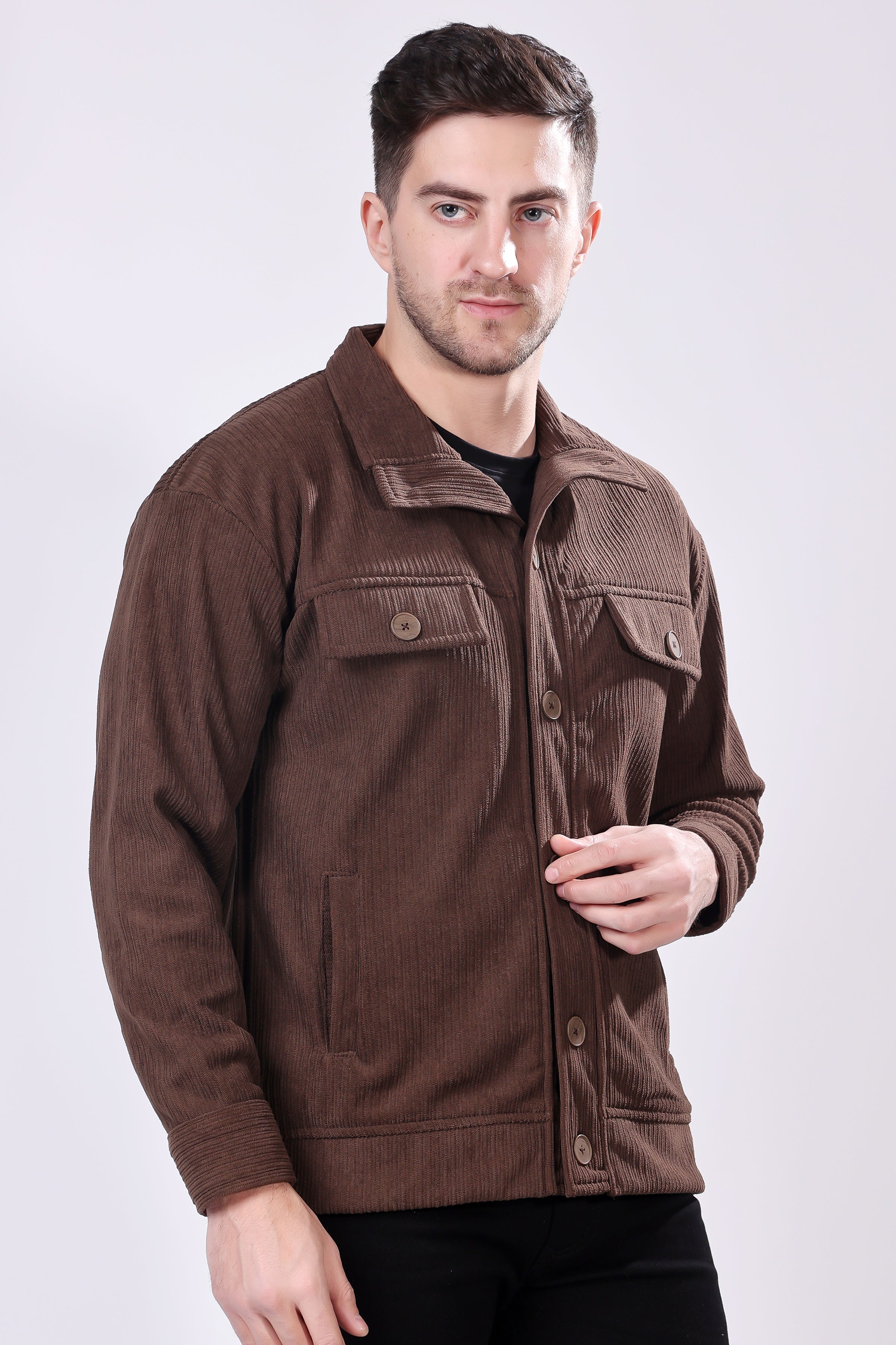 STYLOX Men's Solid Fullsleeve Fleece Shacket - Stylox
