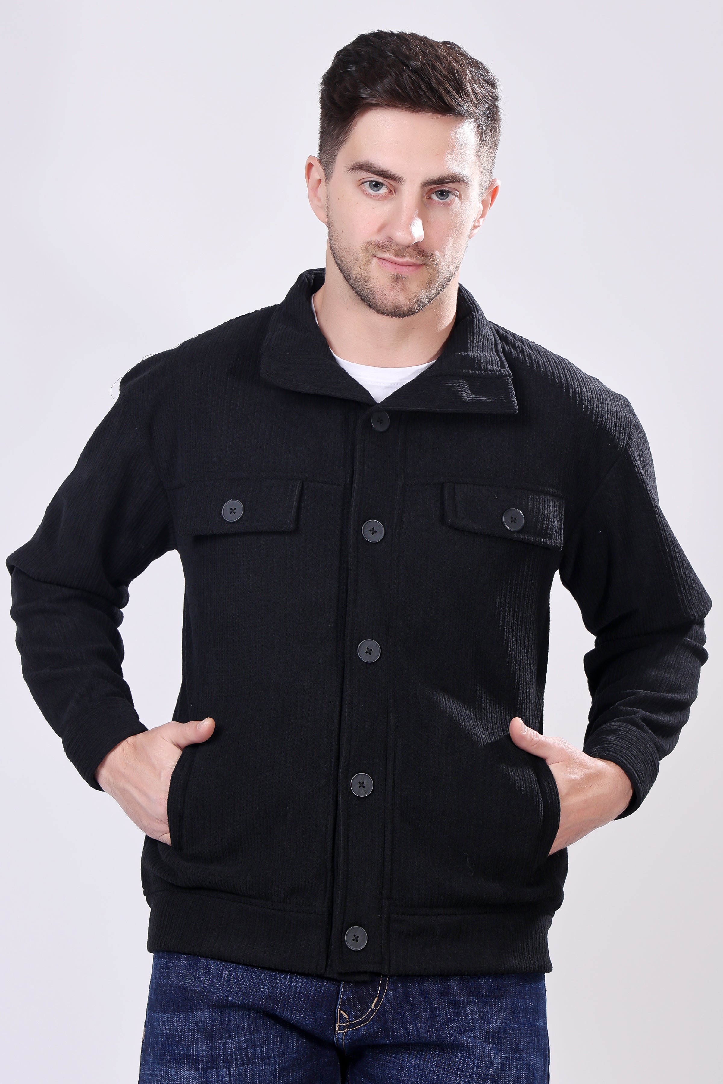 STYLOX Men's Solid Fullsleeve Fleece Shacket - Stylox