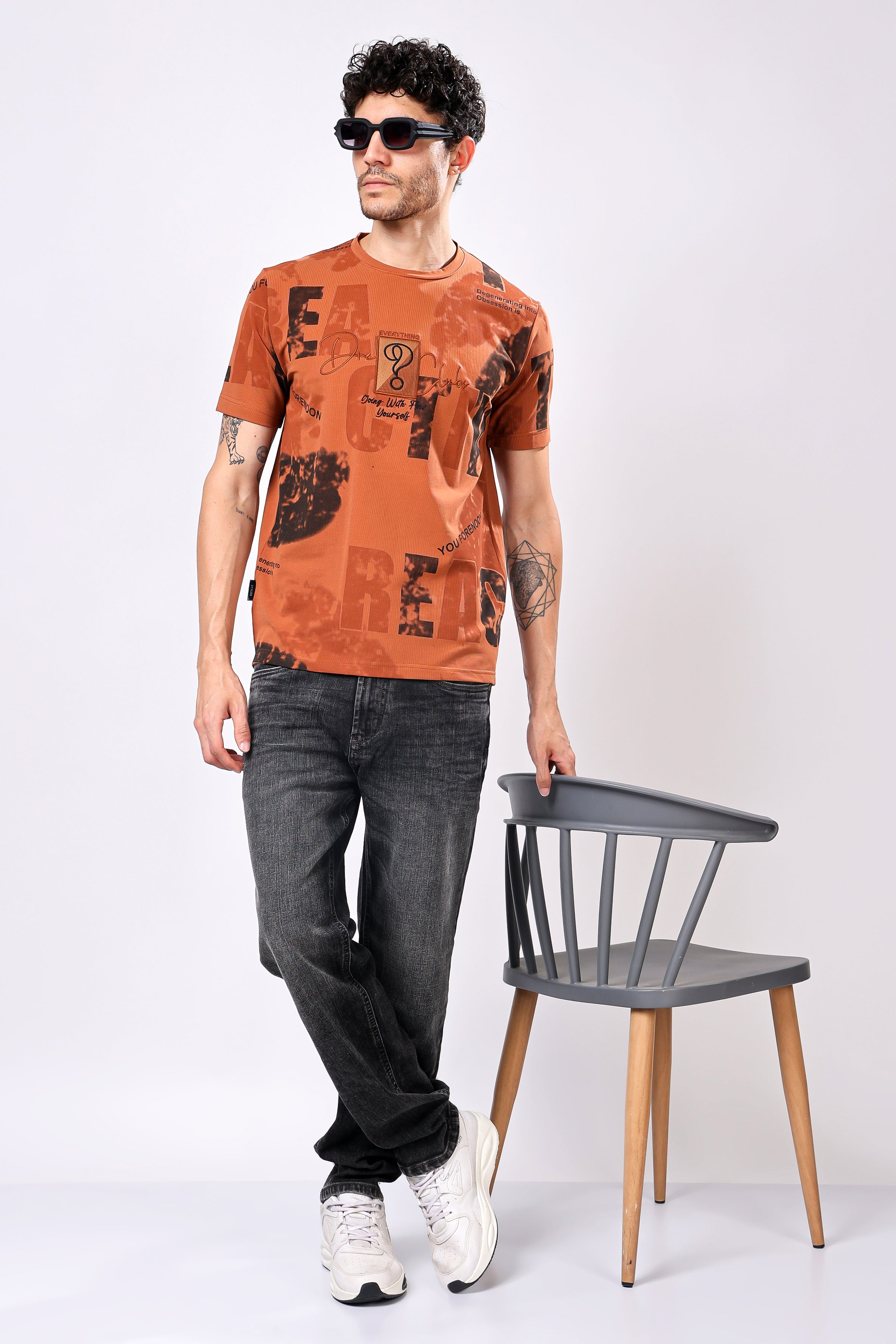 Stylox Men’s Regular Fit Round Neck Half Sleeve Printed T-Shirt | Casual Cotton Graphic Tee for Daily Wear