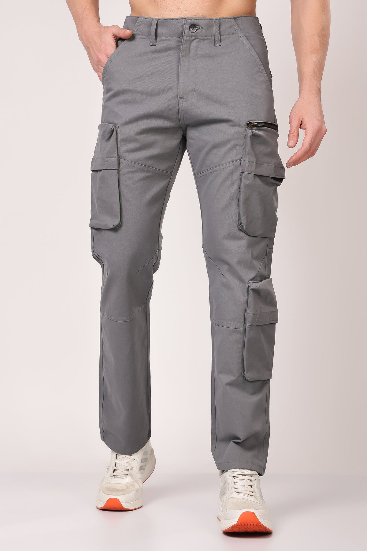 STYLOX Slim Fit Cargo Denim Jeans - Grey, - Stylox