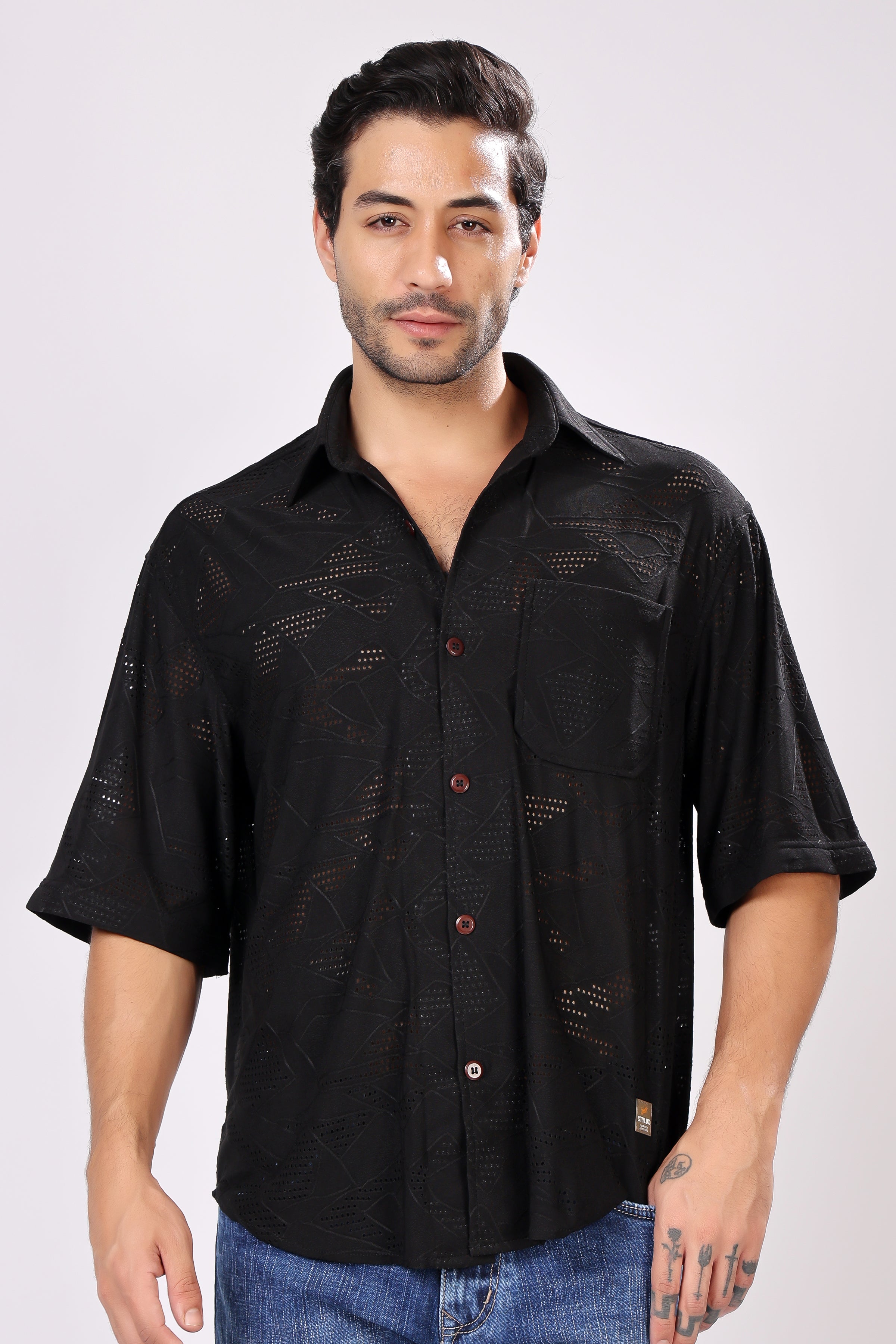 STYLOX NET HALF SLEEVE SHIRT - Stylox