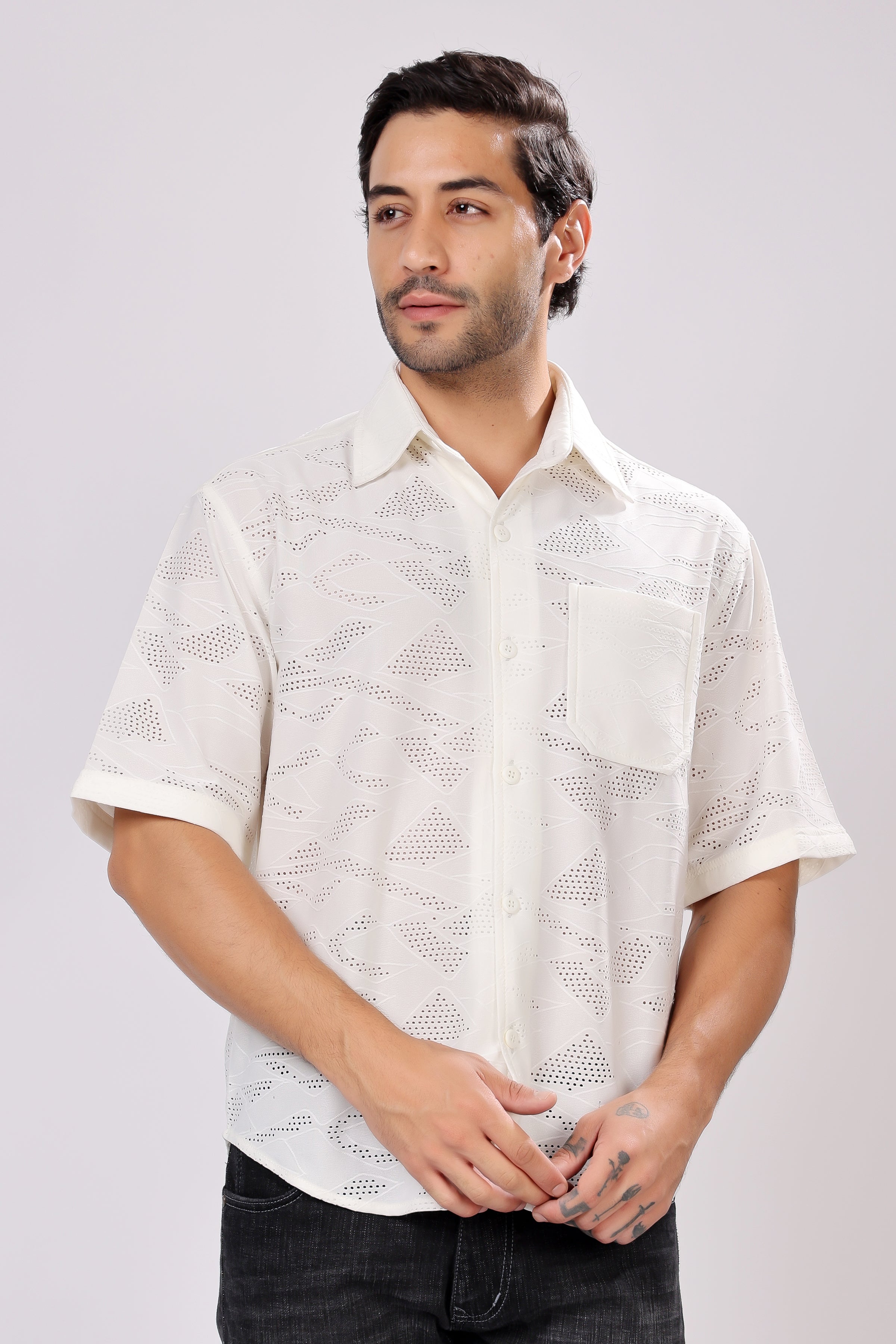 STYLOX NET HALF SLEEVE SHIRT - Stylox