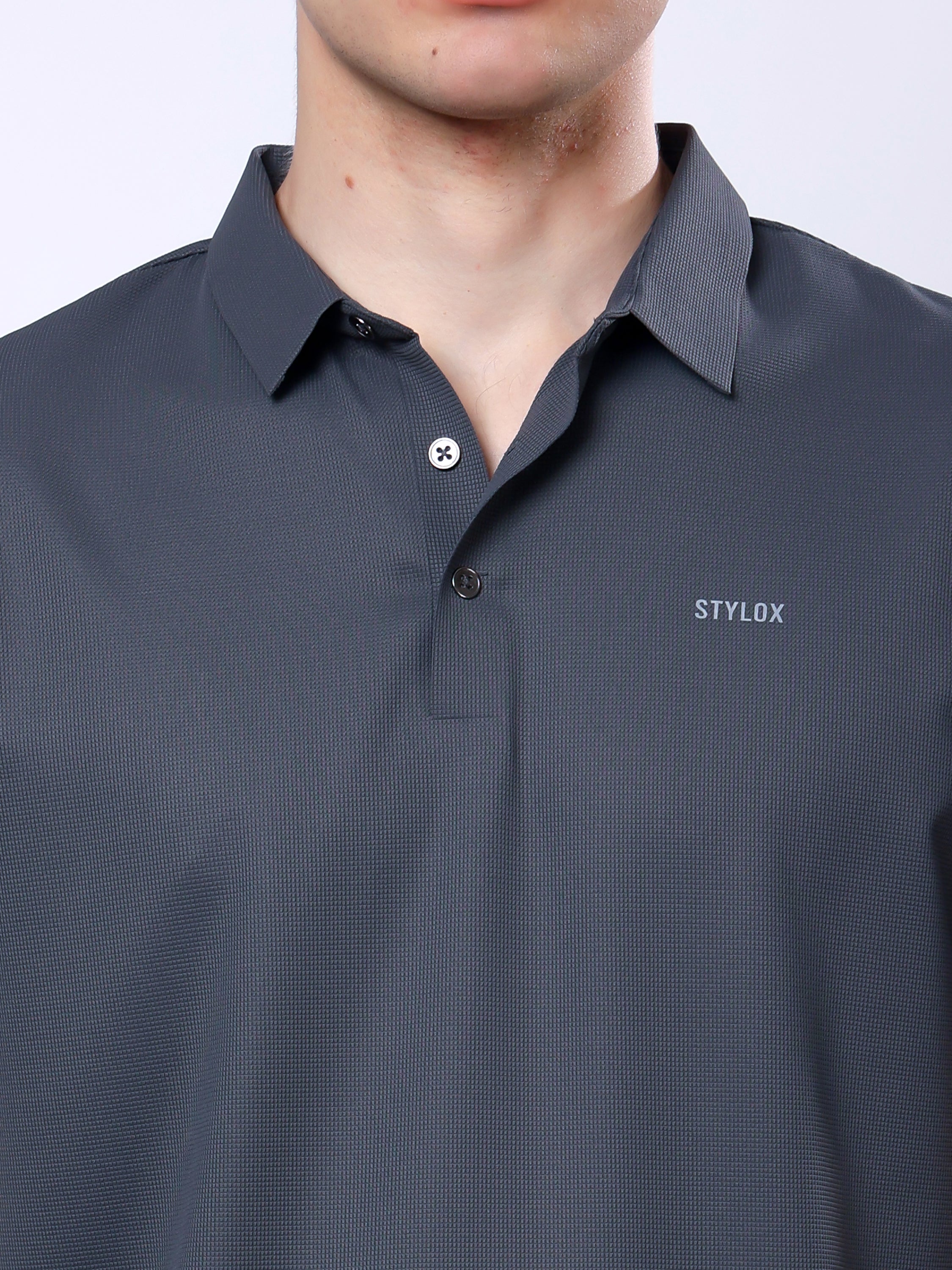 Stylox Men’s Premium Regular Fit Stretchable Polo T-Shirt–Grey - Stylox