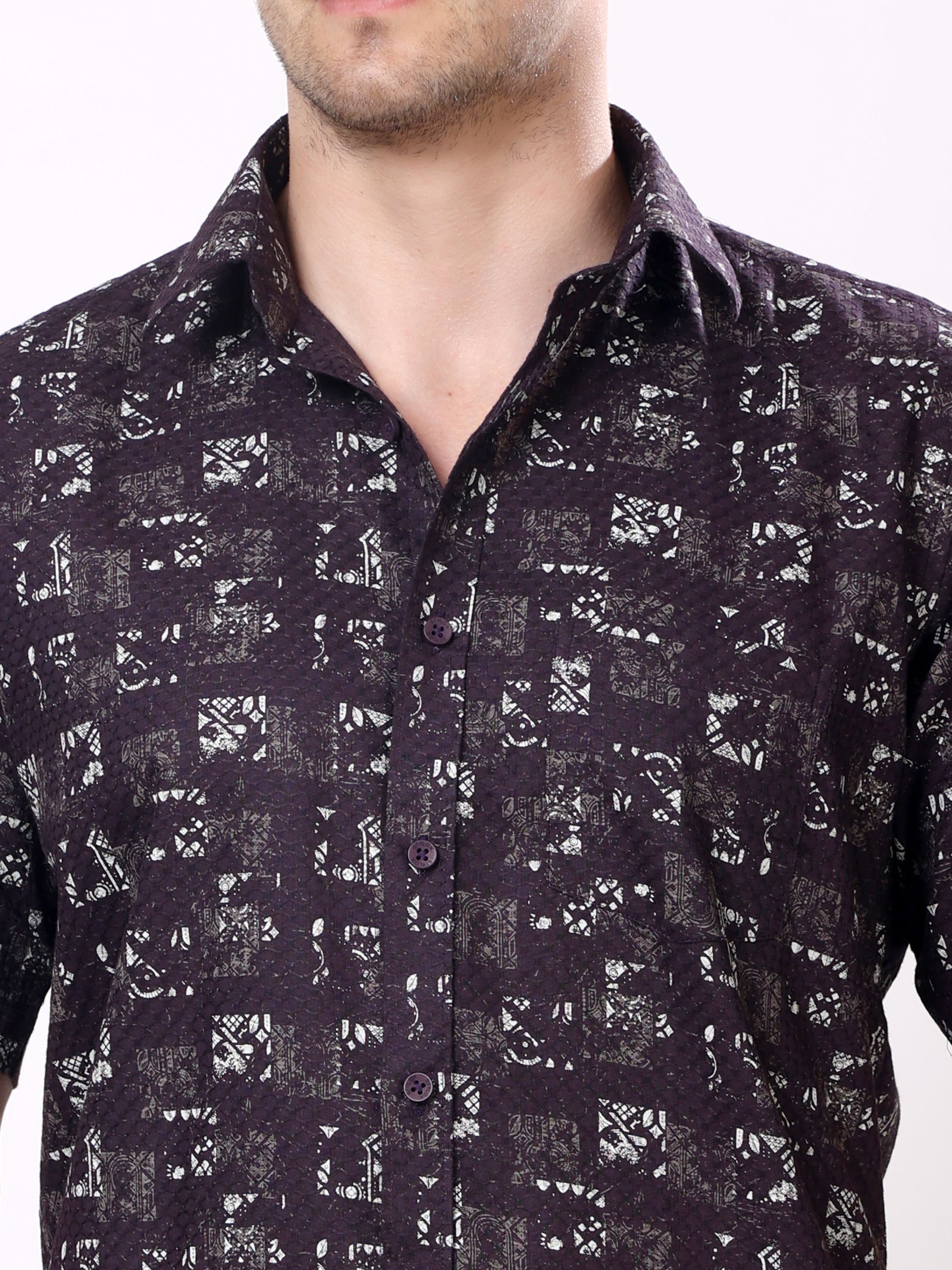 Stylox Men’s Regular Fit Half Sleeve Abstract Printed Casual Stylish Summer Shirt - Stylox
