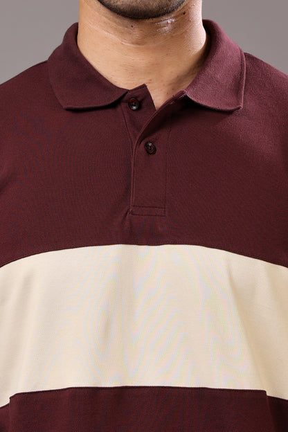 Stylox Men’s Long Sleeve Polo T-Shirt with Cut &amp; Sew Design