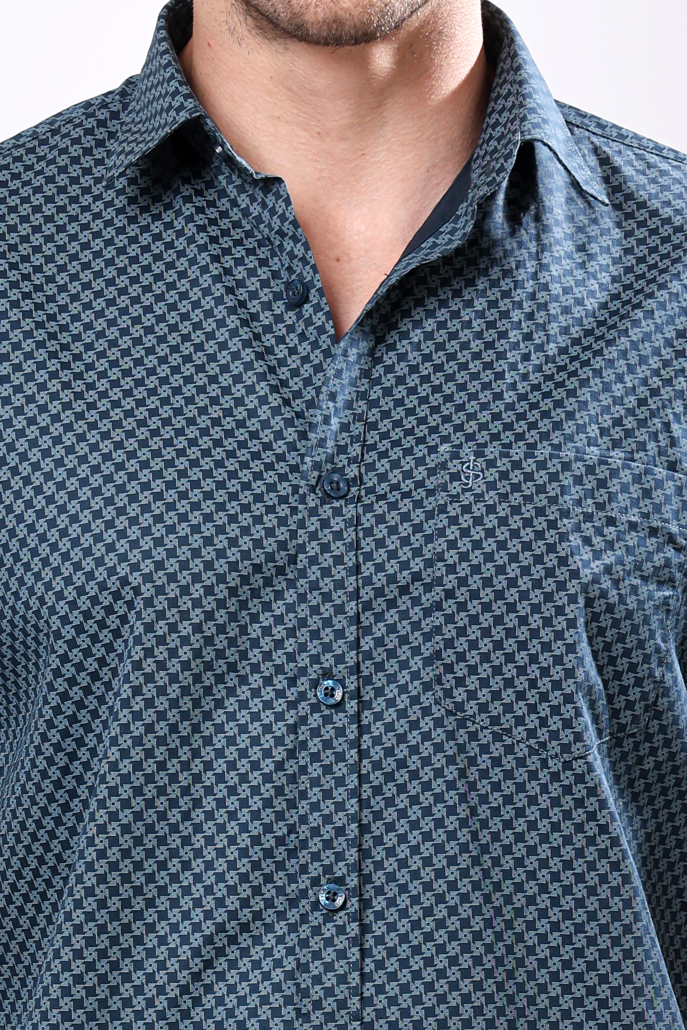 Stylox Men's Half Sleeve Geometric Print Casual Shirt – Premium Cotton Blend Regular Fit Summer Shirt - Stylox