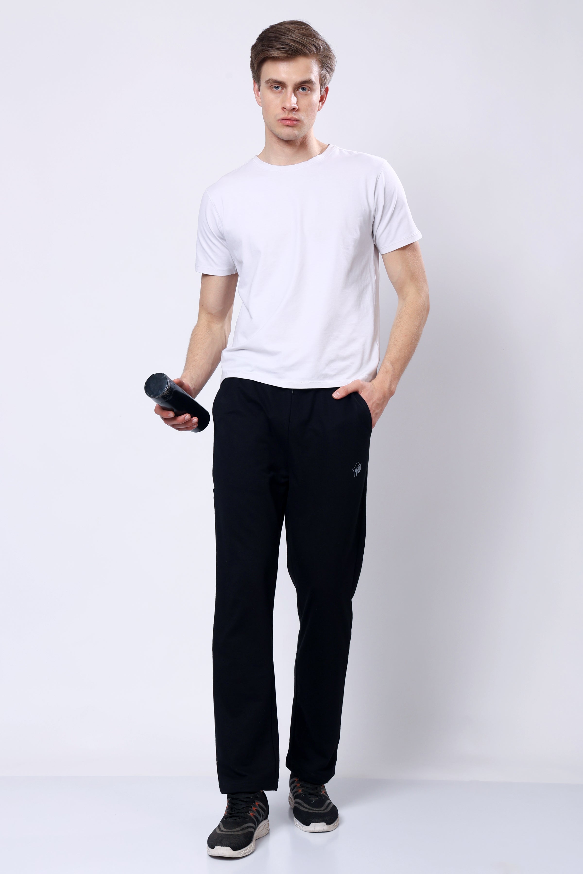 Stylox Men’s Regular Fit Terry Fabric Trackpant with Drawstring Waist-Cream - Stylox