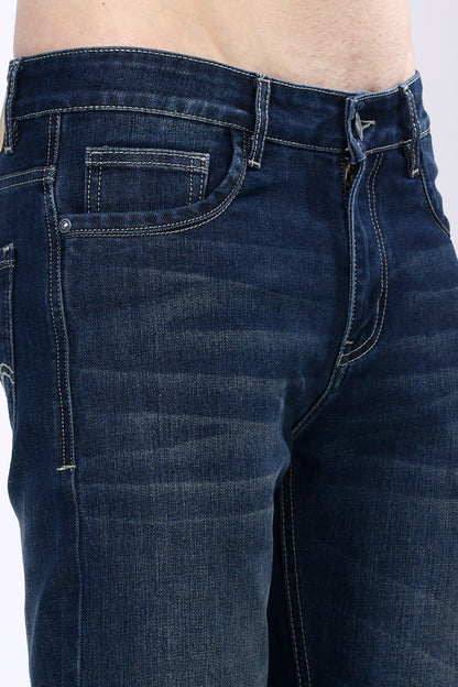 Stylox Men’s Mid-Rise Comfort Fit Stretchable Denim Jeans-Dark Blue - Stylox