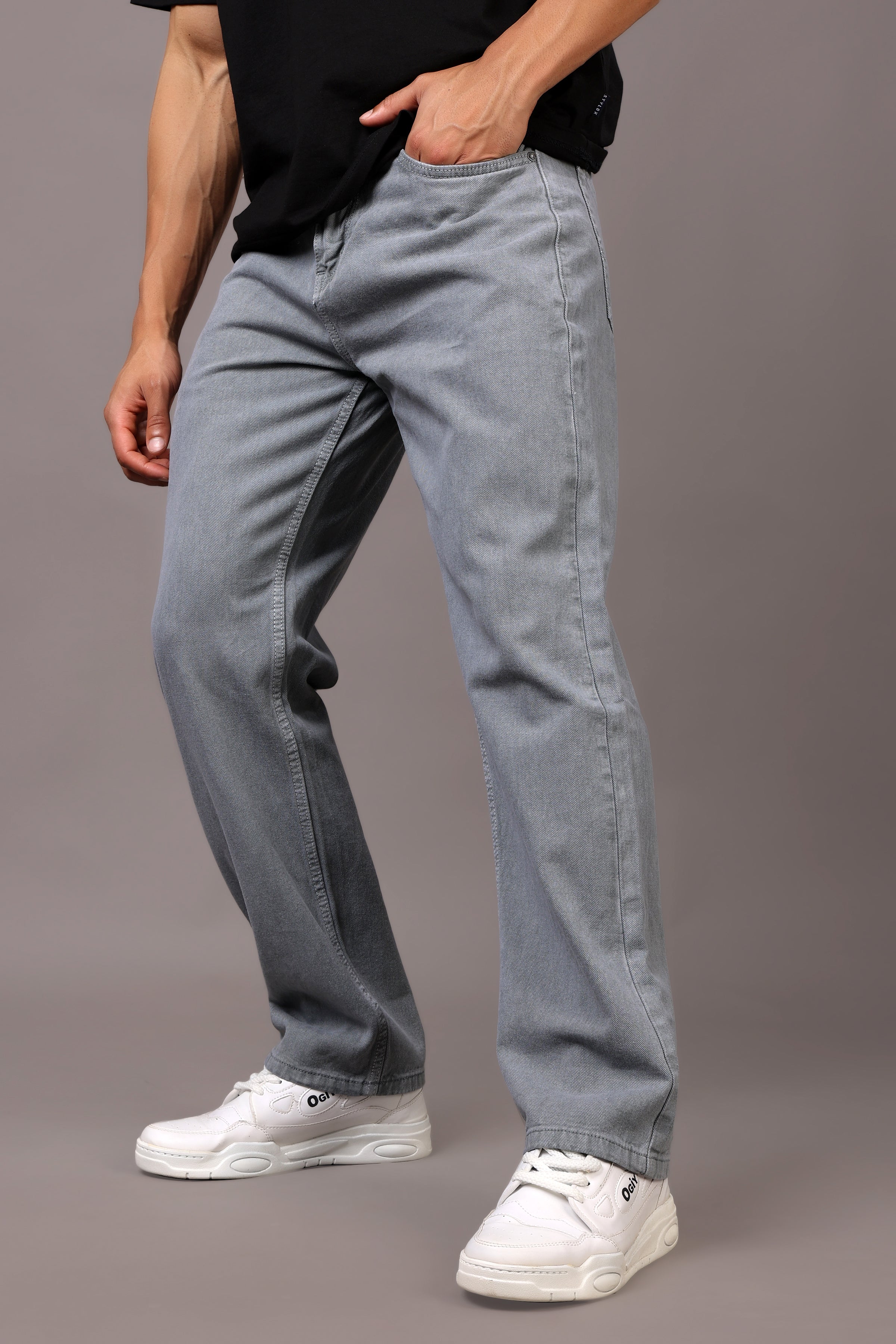 Stylox Men’s Relaxed Fit Denim Jeans - Ash Grey, Black, Steel Grey, Fossil Grey & Olive