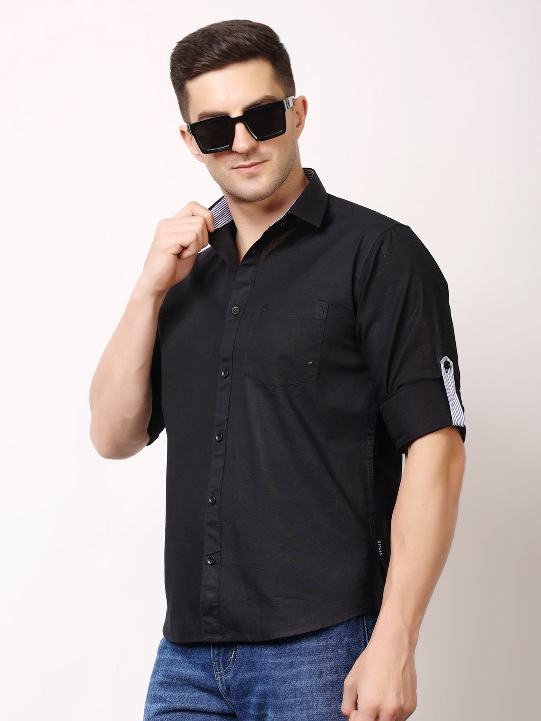 Stylox Men’s Regular Fit Oxford Full Sleeve Solid Shirt | Premium Cotton Blend Casual & Formal Wear - Stylox