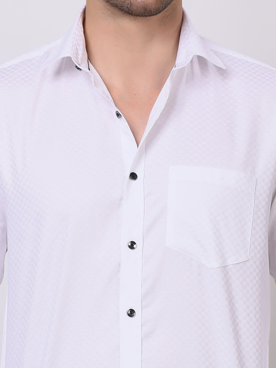 Stylox Men's Full Sleeve Solid White Casual Shirt – Premium Cotton Blend Regular Fit Shirt for Smart Everyday & Office Wear - Stylox