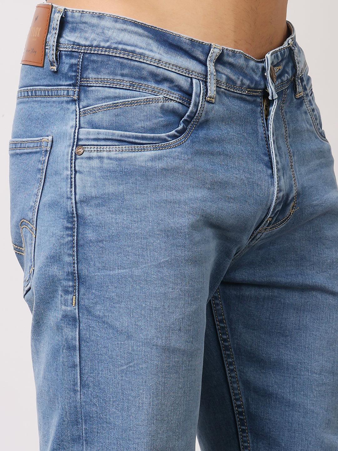 Stylox Men’s Comfort Fit Mid-Rise Premium Stretchable Solid Jeans - Stylox