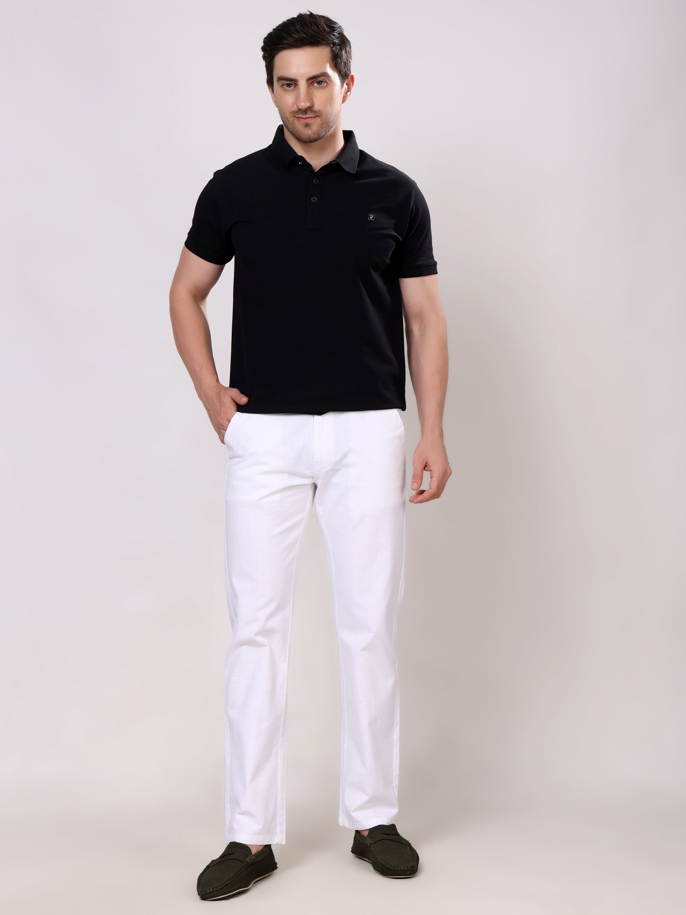 Stylox Men's Comfort Fit Non-Stretch Casual Trouser with Elastic Waist